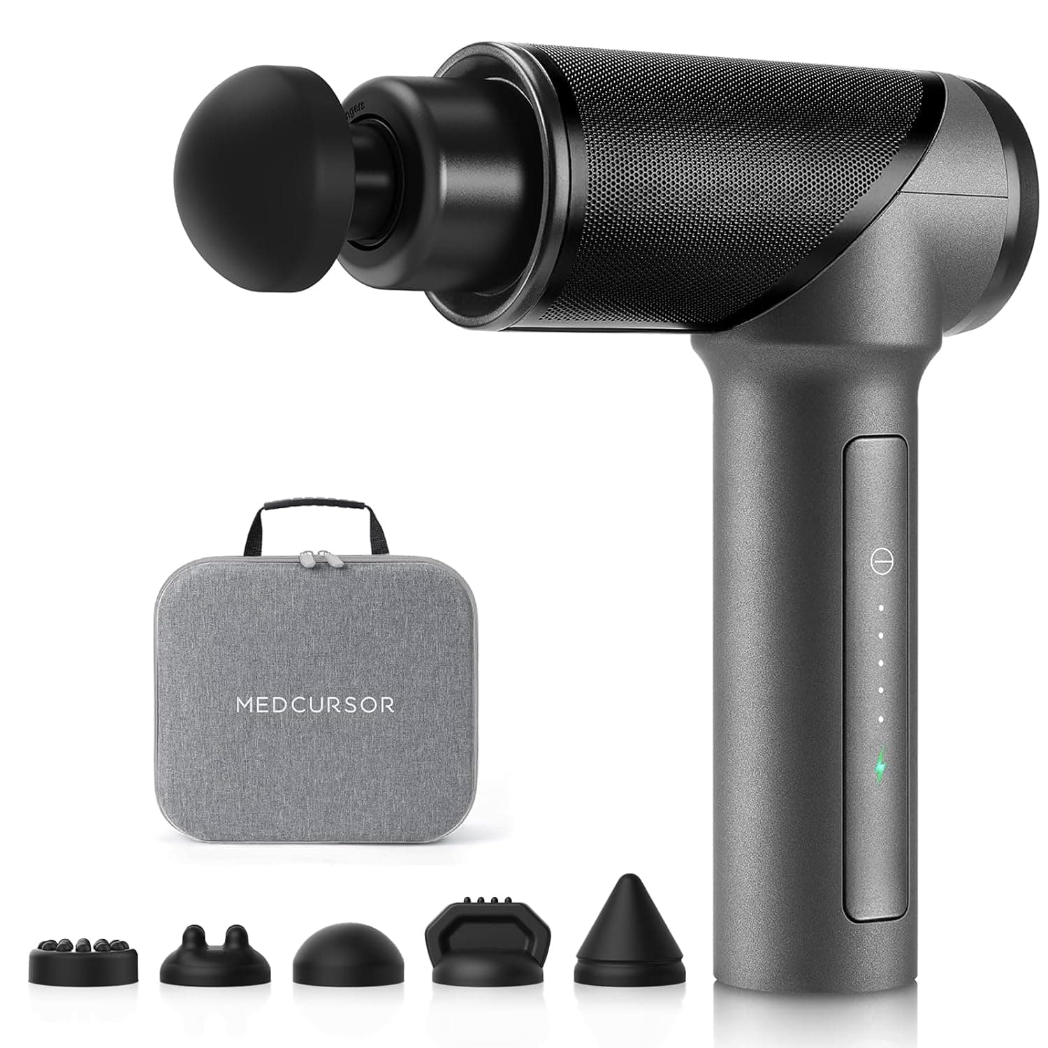 Medcursor Massage Gun, Handheld Electric Muscle Massager Gun, Percussion Massage Device Deep Tissue Massager for Relaxation, Brushless Motor, Quiet, Gray