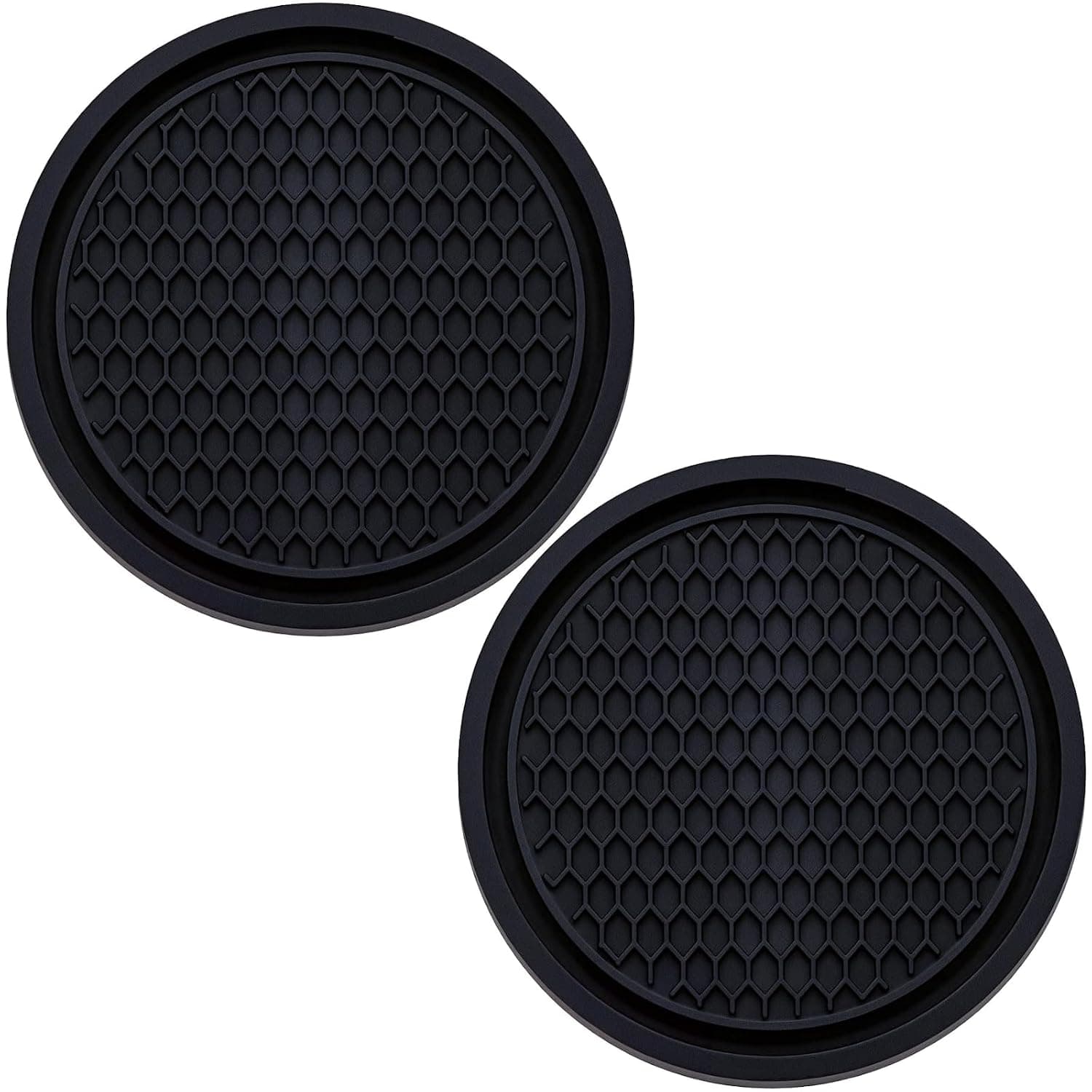 Tazweeq 2Pcs Car Cup Holder Coasters, Universal Non-Slip Recessed Pads, Black Auto Interior Accessories for Most Vehicles, 2.75In