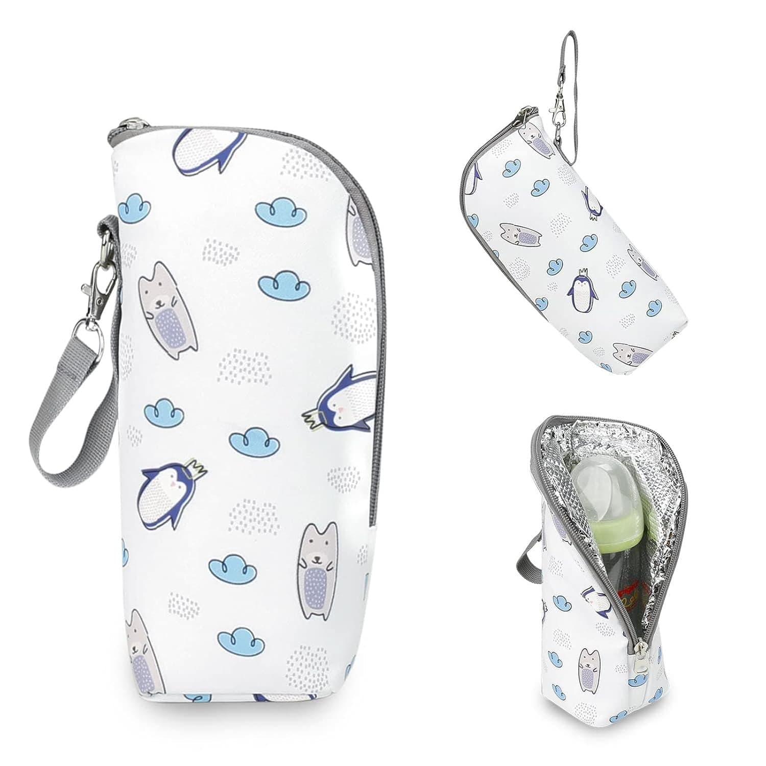 ALMEKAQUZ Baby Bottle Cooler Bag, Insulated Baby Bottle Bag, Nursing Bottle Cooler Warmer Bag with Interlayer Cotton, Portable Thermal Baby Bottle Holder for Nursing Mom Daycare