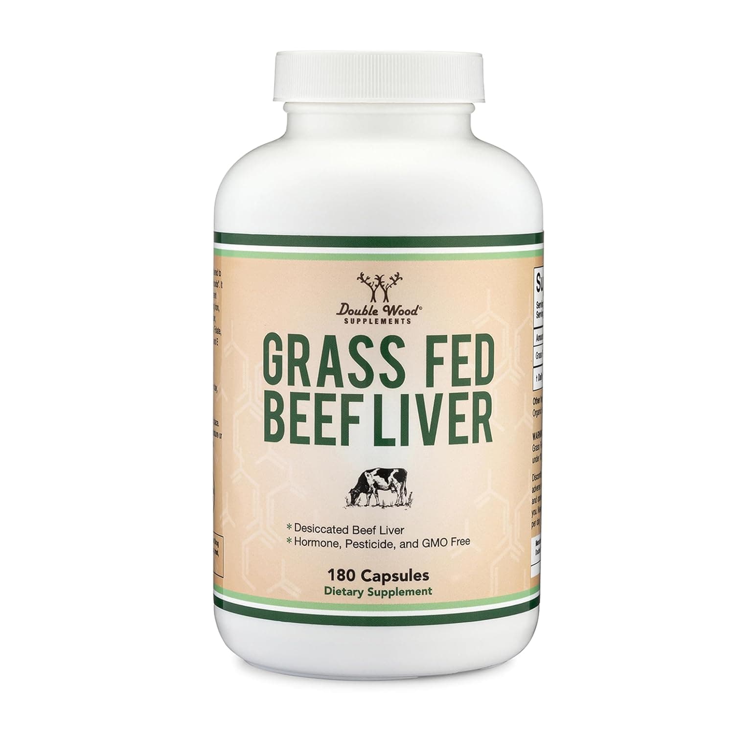 Beef Liver Capsules (1,000 mg of Grass Fed, Desiccated Beef Liver per Serving, 180 Capsules, 3 Month Supply) Beef Liver Supplement for Digestion, Immune Health, Energy, and Wellness by Double Wood