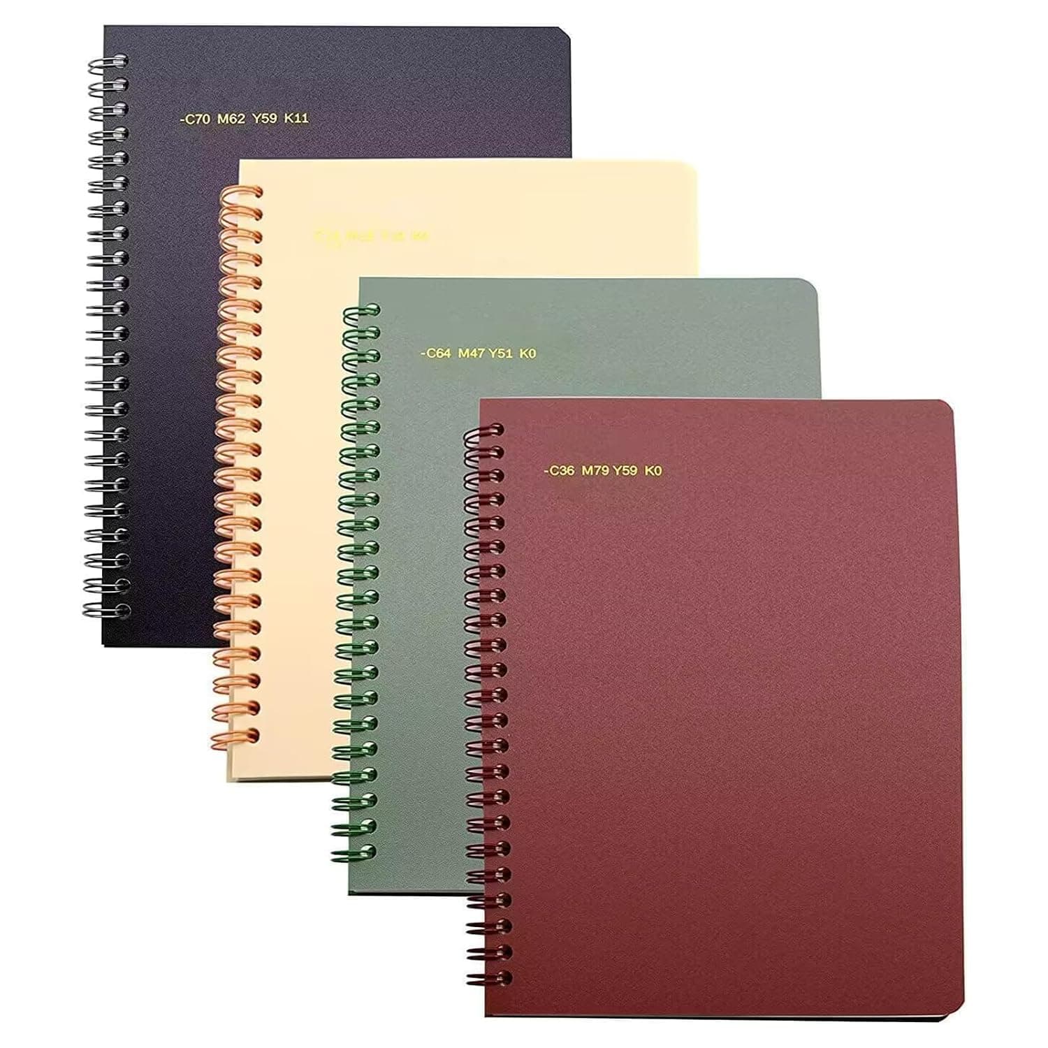 4 Pack Spiral Notebook, A5 4 Colors 80 Sheets/160 Pages Hardcover Spiral Journal and Notebook, Cute College Ruled Journals for Studying, Note Taking Journals, Office School Supplies Aesthetics
