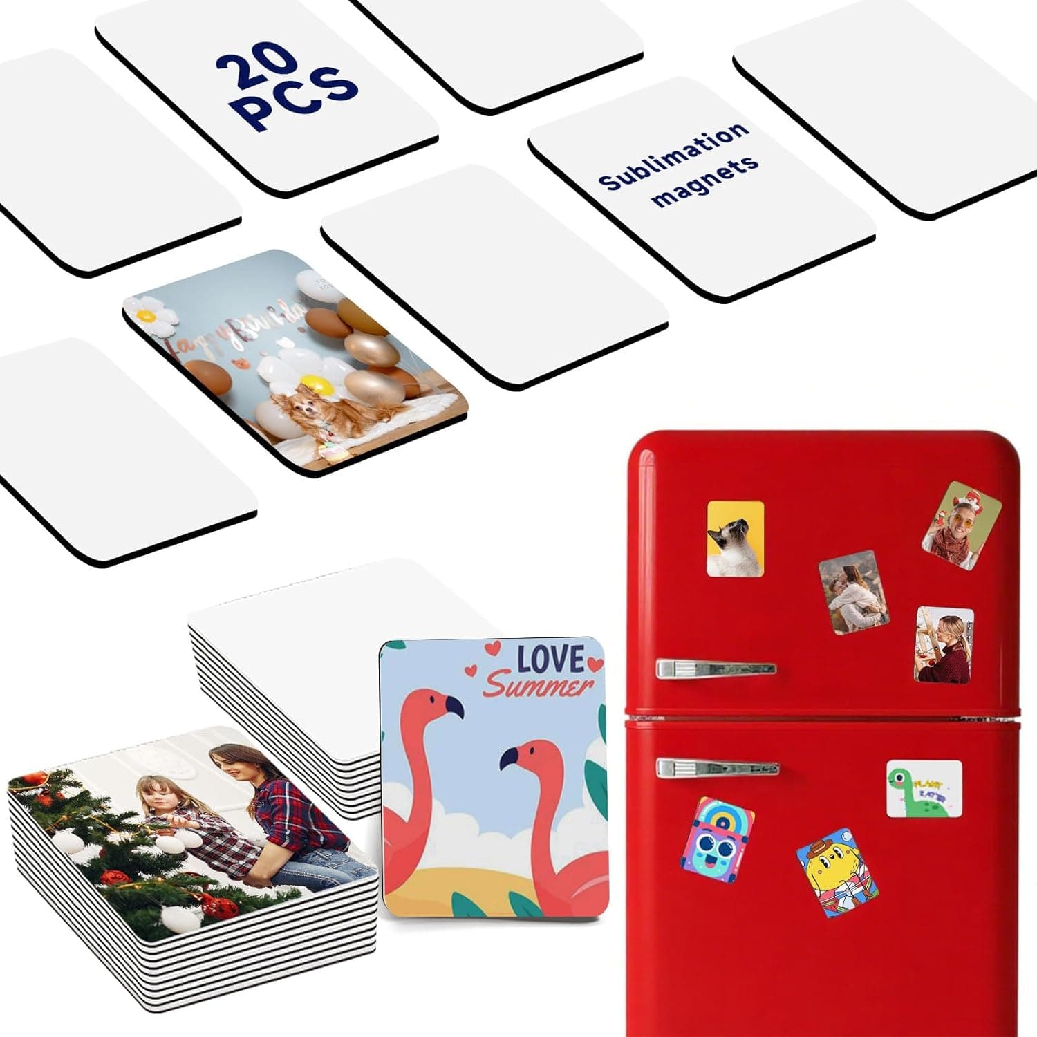 مغناطيس ثلاجة التسامي مربع مخصص للهدايا الحرفية التي تصنعها بنفسك، مغناطيس تسامي فارغ، منتجات بالجملة للمنزل والمطبخ والثلاجة والميكروويف وفرن الميكروويف