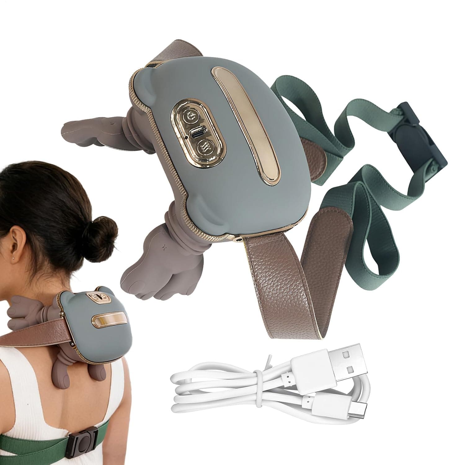 Neck Massager Electric Simulated Hand | Deep Tissue Massager Portable Massage Device for Women Men Back Shoulder Leg Body Home Relief Relaxation