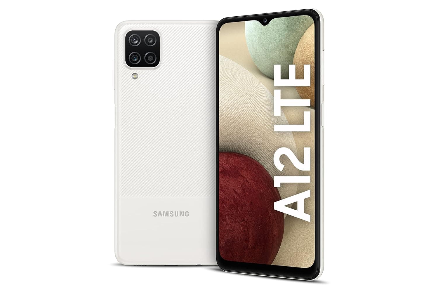 Samsung Galaxy A12 LTE Dual SIM Smartphone - 64GB Storage, 4GB RAM, White (KSA Version)