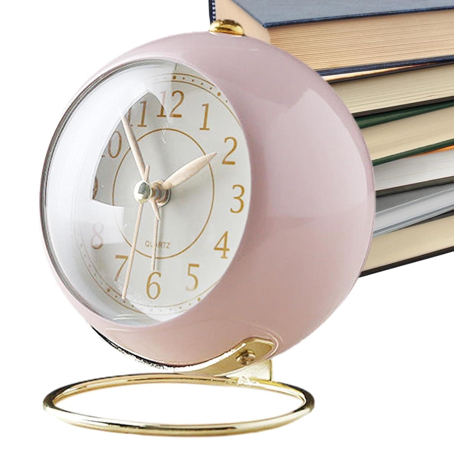 Cute Alarm Clock | Nonticking Vintage Alarm Clock Creative Desk Bedside | with Nightlight Function,Simple Basic Battery Operated for Deep Sleepers Kids Elderly Home Office