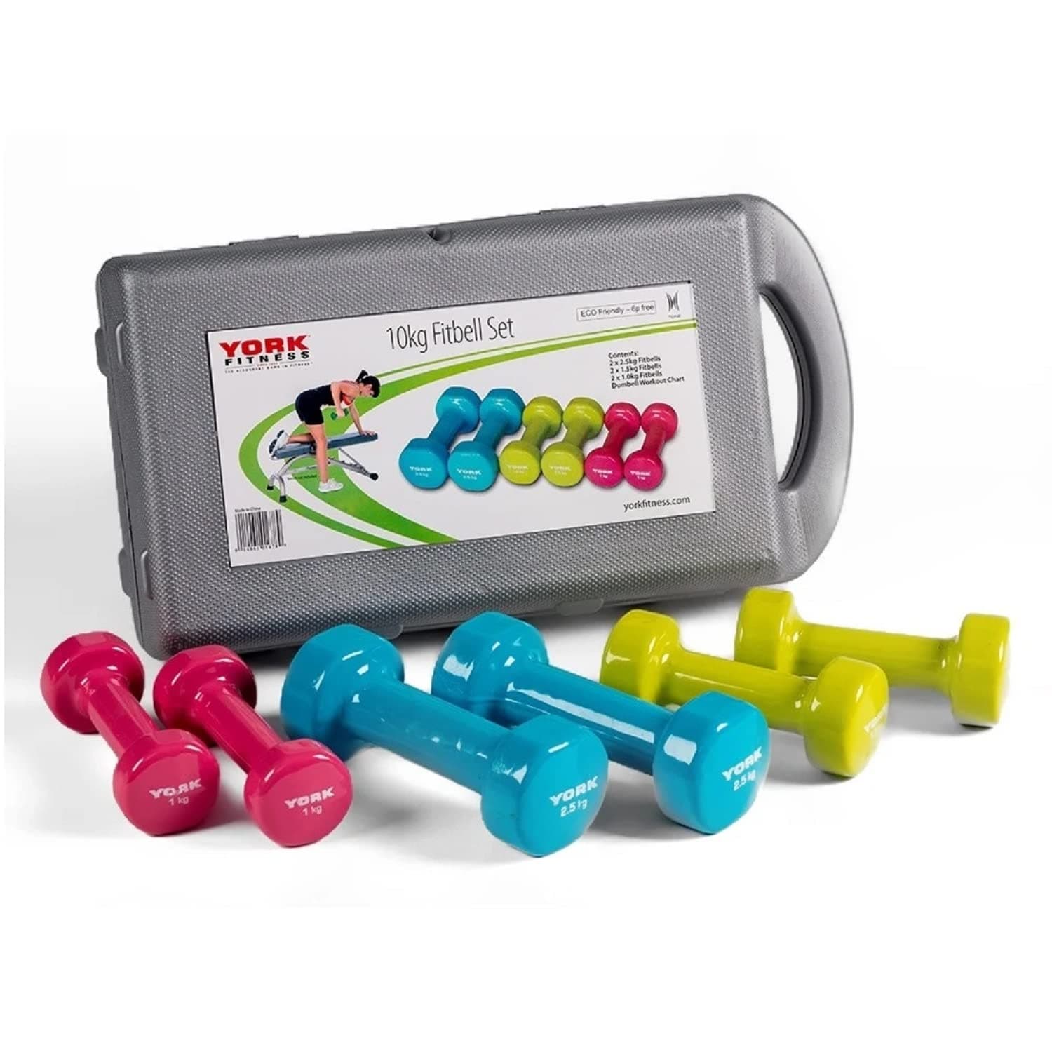 SKY LAND Vinyl Coated Dumbbell Set With Dumbbell Molded Case | Features Durable Free Weights and Comfort Grip for Home and Gym Exercise, providing effective strength and muscle training.