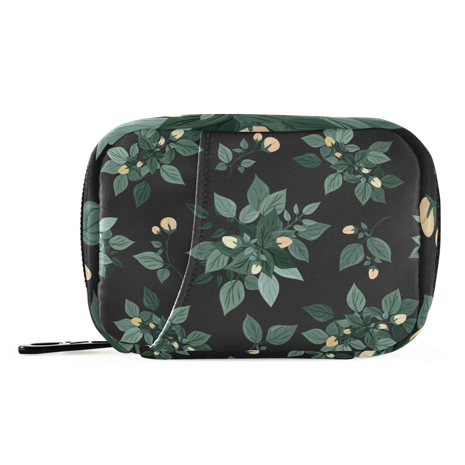 Naanle Flowers and Leaves Pill Box 7 Day Pill Case Travel Pill Organizer Bag with Zipper Portable Weekly Case Compact Size for Vitamin Supplement Holder