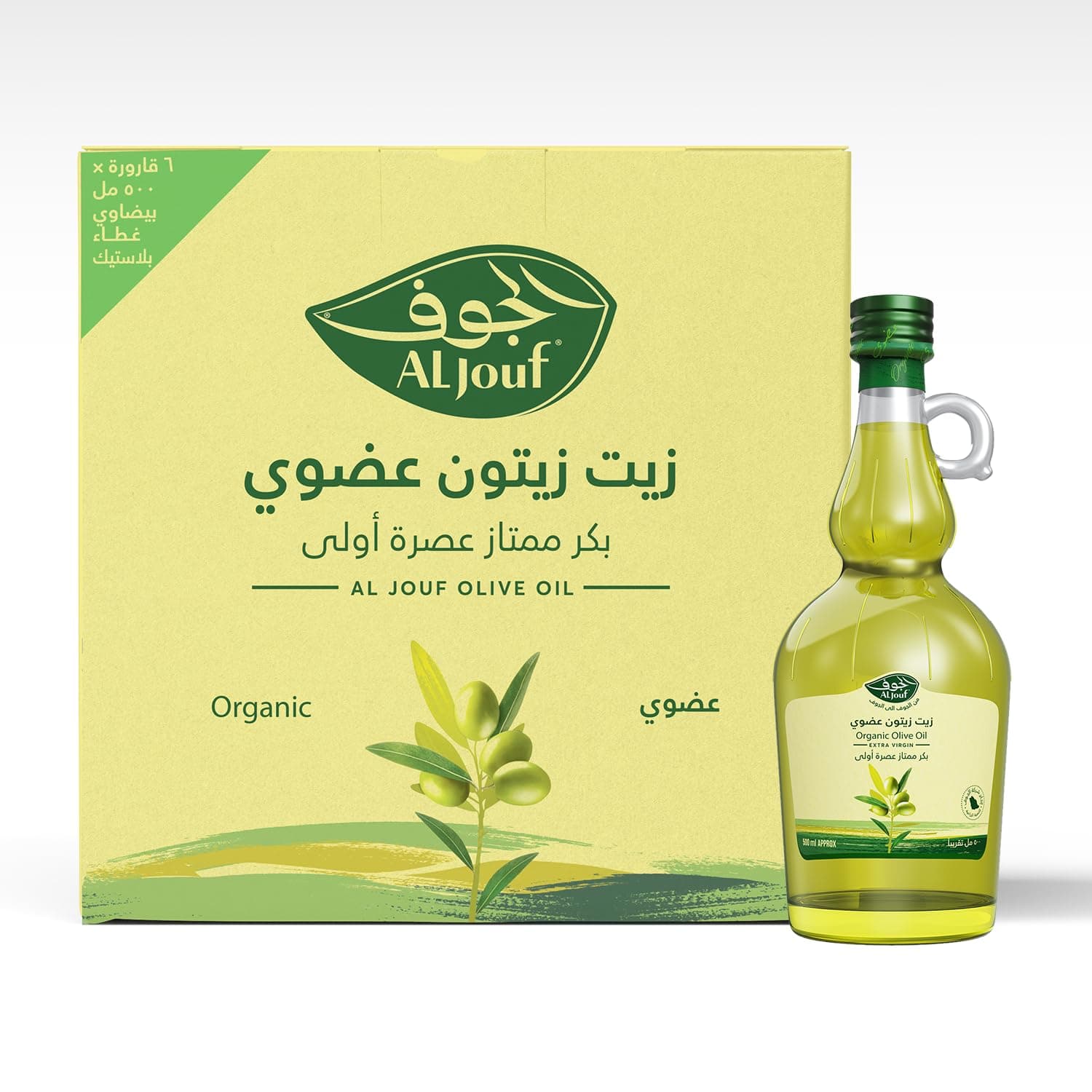 زيت زيتون عضوي بكر، من الجوف 6 × 500 مل