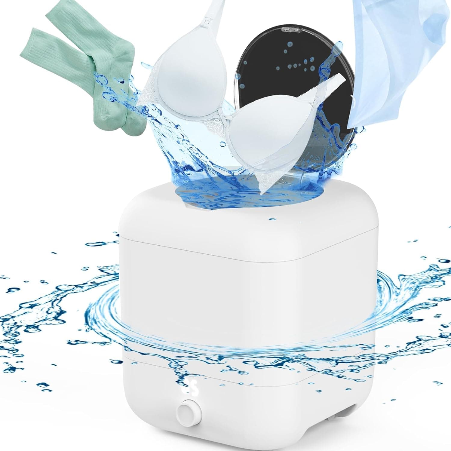 Portable Washing Machine, Rechargeable Cordless Mini Washing Machine 2000mAh, Charge 1 Time and Up to Use 10 Times, 5L Portable Washer Machine for Baby Clothing, Underwear, Camping, RV Travel