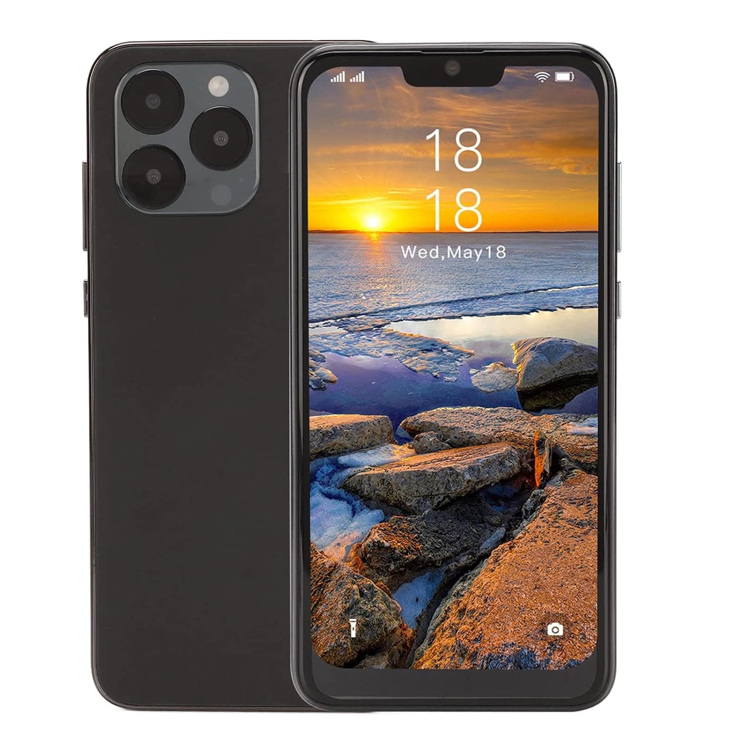 6.1in FHD Unlocked Smartphone, 1GB+8GB 3G Cellphone 6.0, Unlocked Cellphone Triple Camera Dual Sim, FACE ID Smartphone with WIFI+BT+FM