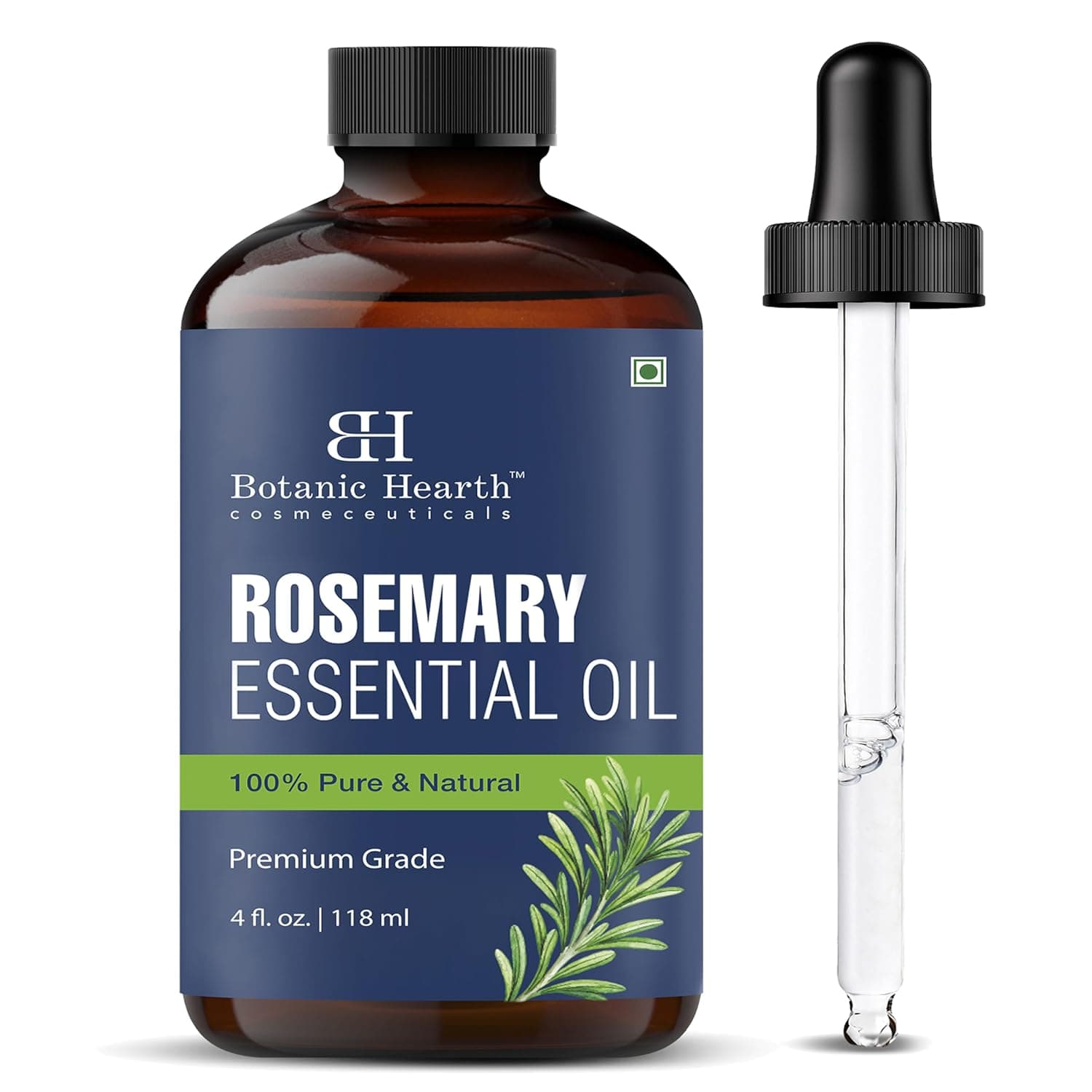 Botanic Hearth Rosemary Essential | 100% Pure and Natural | Premium Grade Essential Oil for Diffuser, Aromatherapy, Soap and Candle Making | Rosemary Oil | With Glass Dropper | 4 Fl Oz (118 ml)