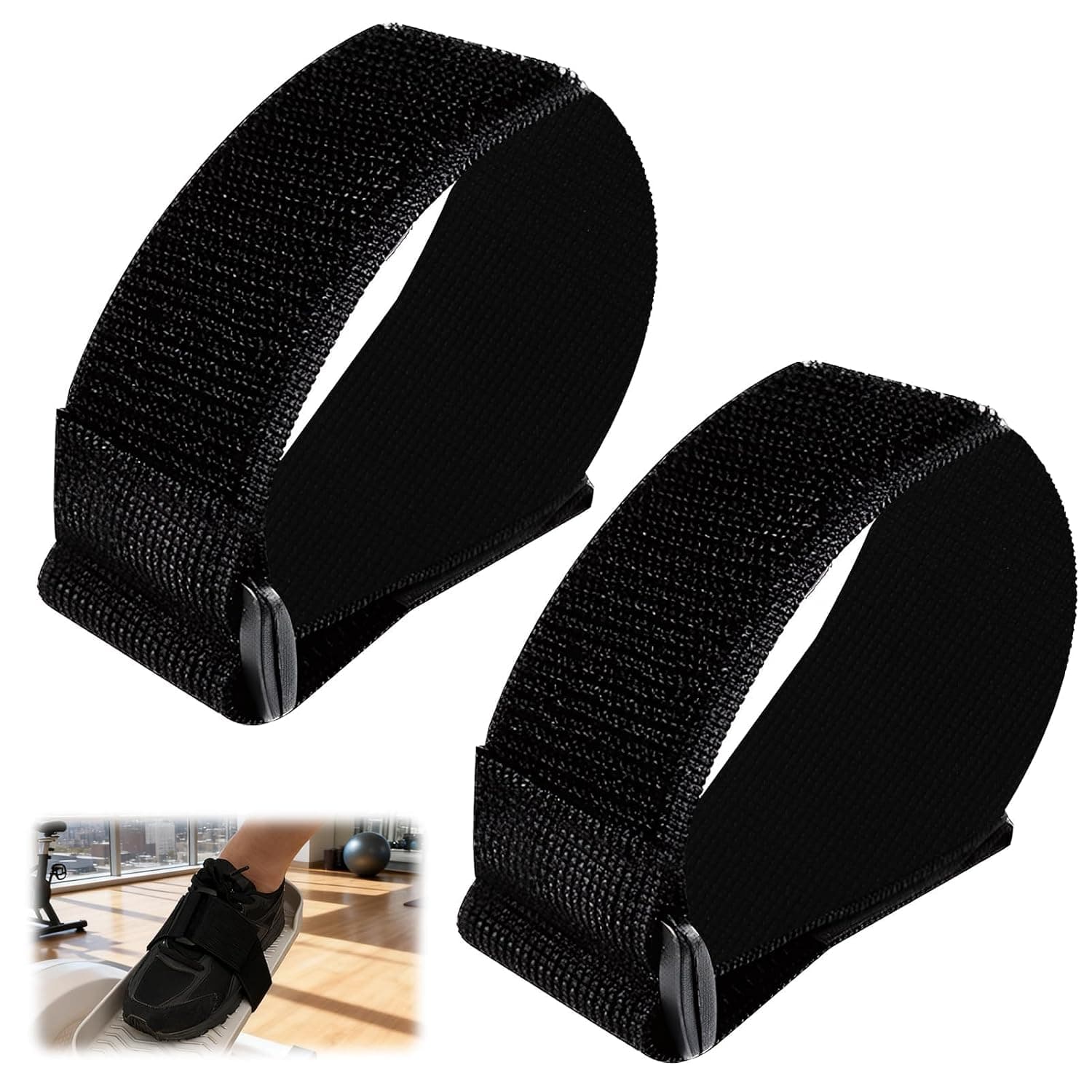 Leg Exerciser Traction Straps, 2 Pcs Adjustable Pedal Strap for Elliptical Exercise Machine, Home Sports Accessories for Fit Foot Prevent Slipping, Designed to Accommodate Foot Sizes