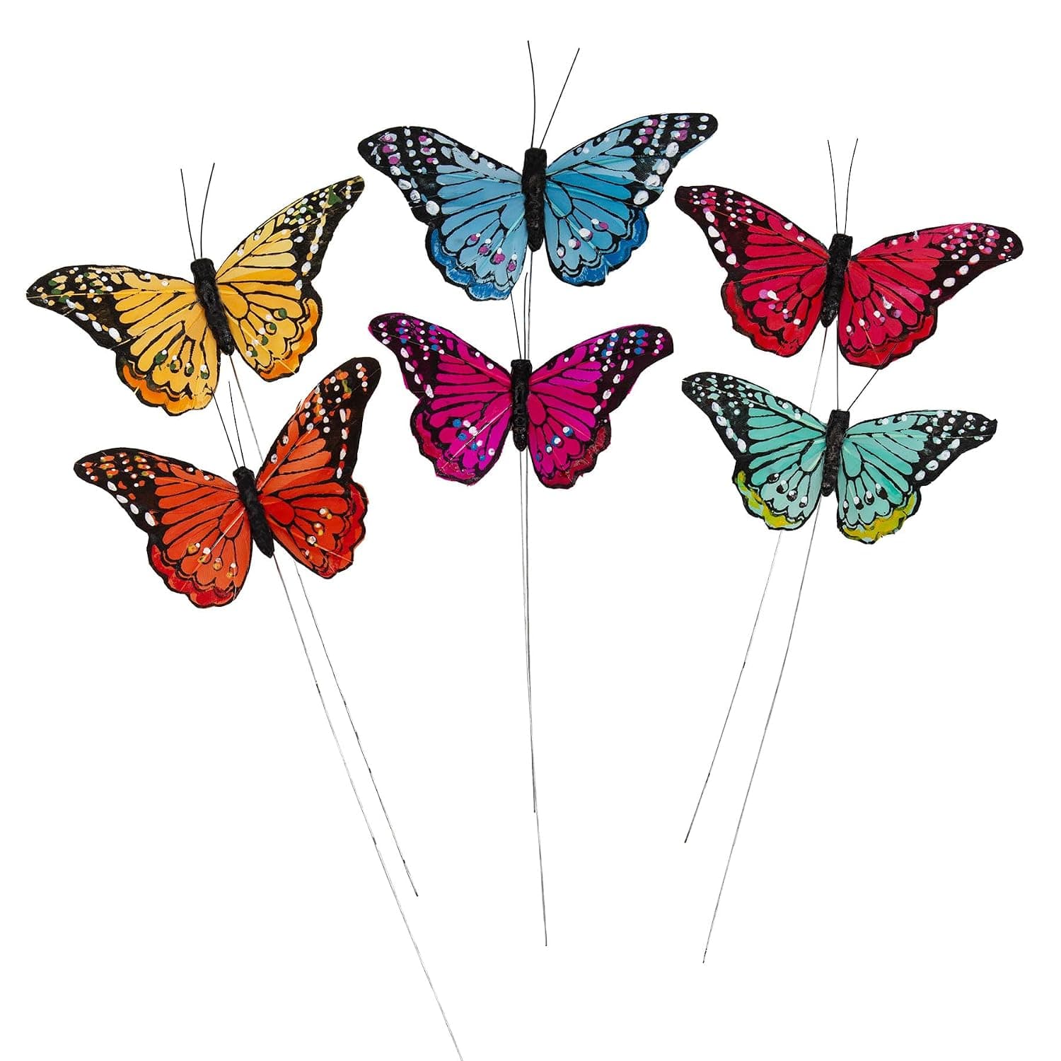 'Wonderland Series' Artificial Swallowtail Butterfly; Hand Drawing Craft; Home Decoration; Garden Decoration;12pieces with Wire