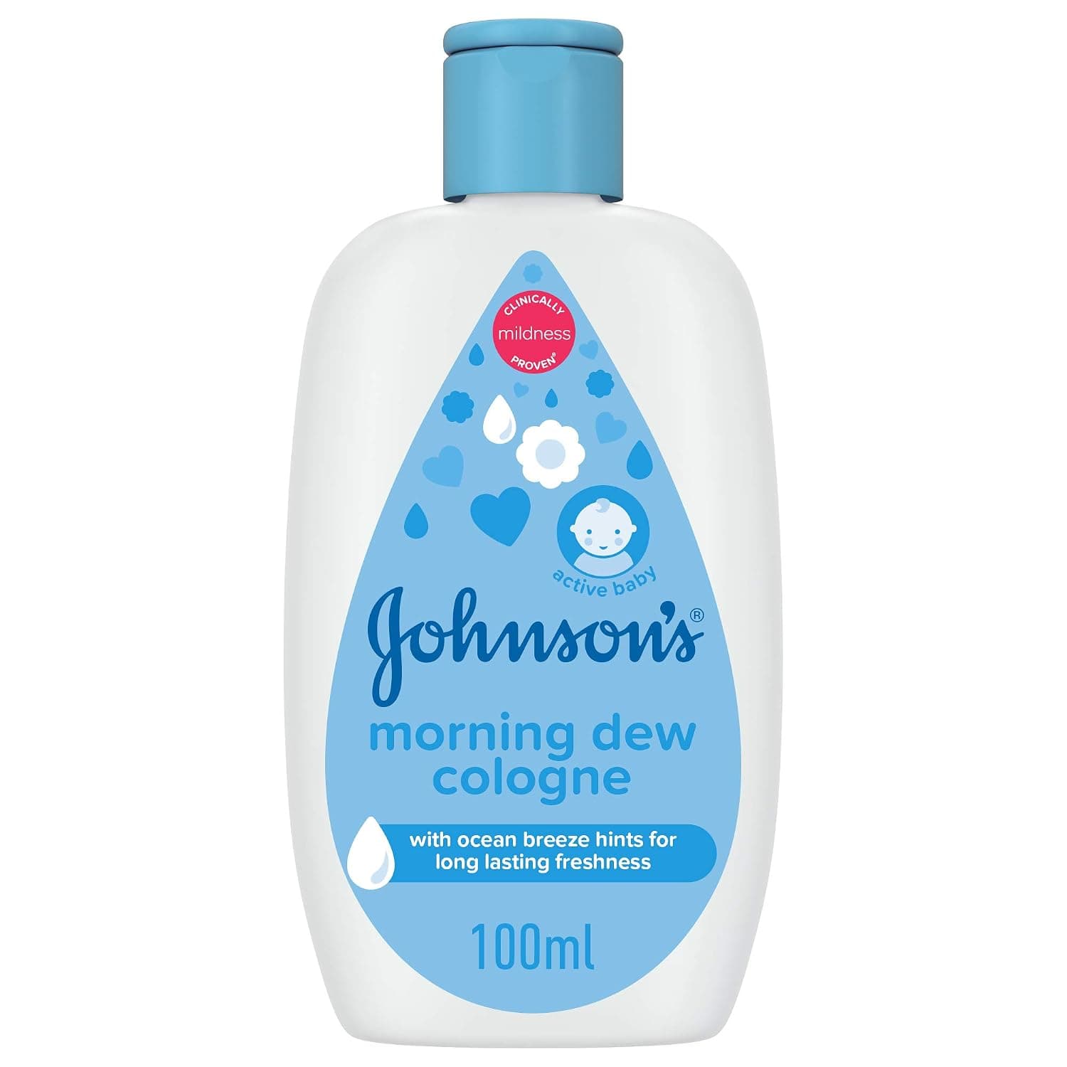 Johnson's Baby Cologne, Morning Dew, 100ml, with a gentle and refreshing scent, perfect for your baby's delicate skin, dermatologist tested and hypoallergenic