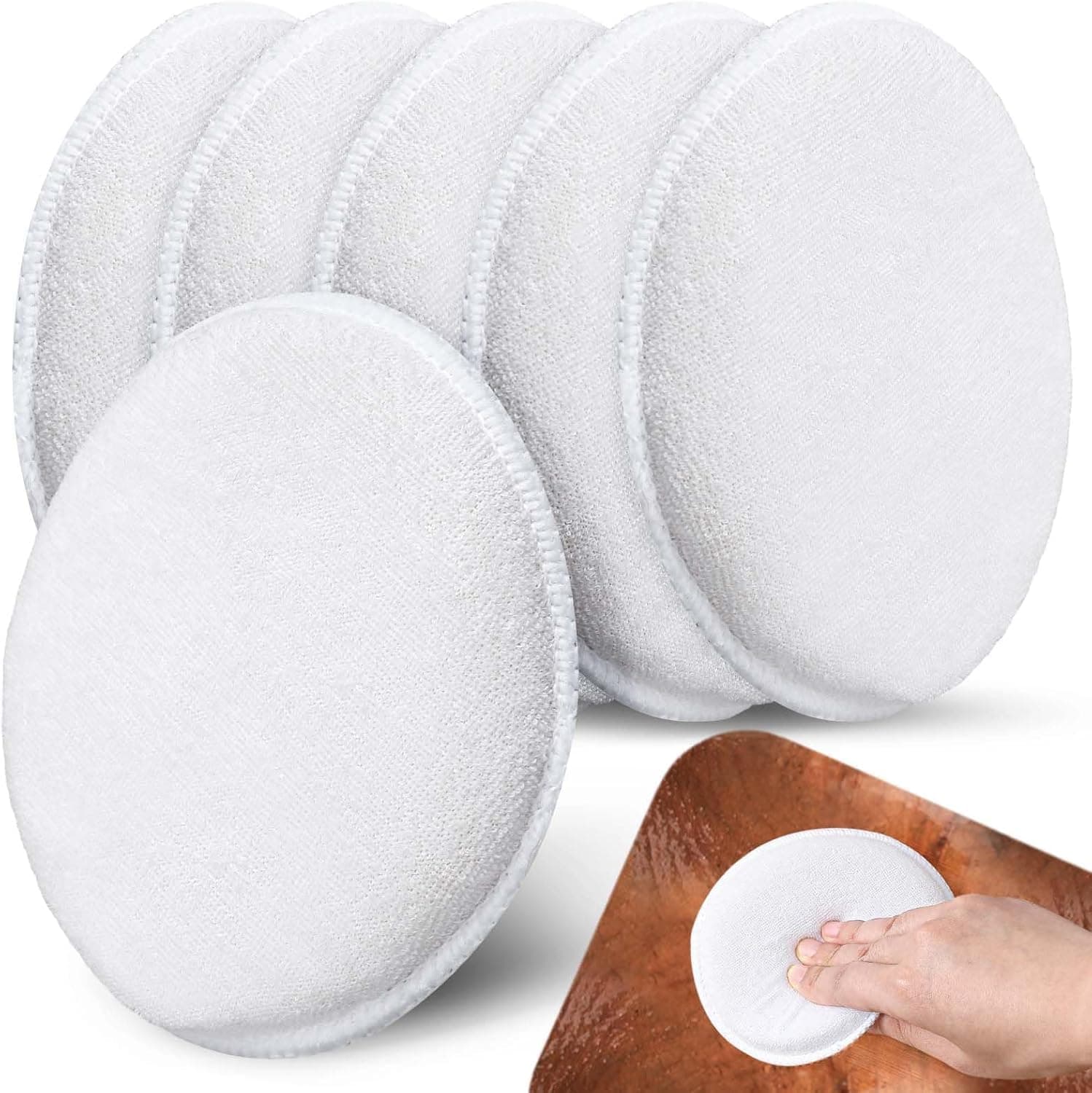 SYOSI Wax Applicator Pads for Car Detailing and Polishing, 6 Pieces Microfiber Foam Buffing Pads for Cutting Board Oil Leather Care and Furniture Waxing, Lint-Free and Reusable Cleaning Sponges