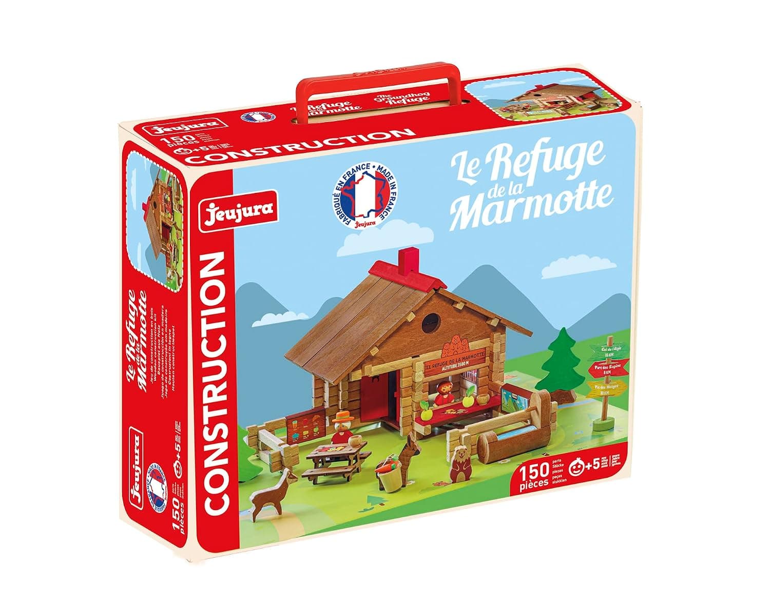 Jeujura - The Marmot Hut - 150 Pieces - Construction Games in Cardboard Case - From 5 Years - Agility - Creativity - Handling - Catalogue Included - 8090