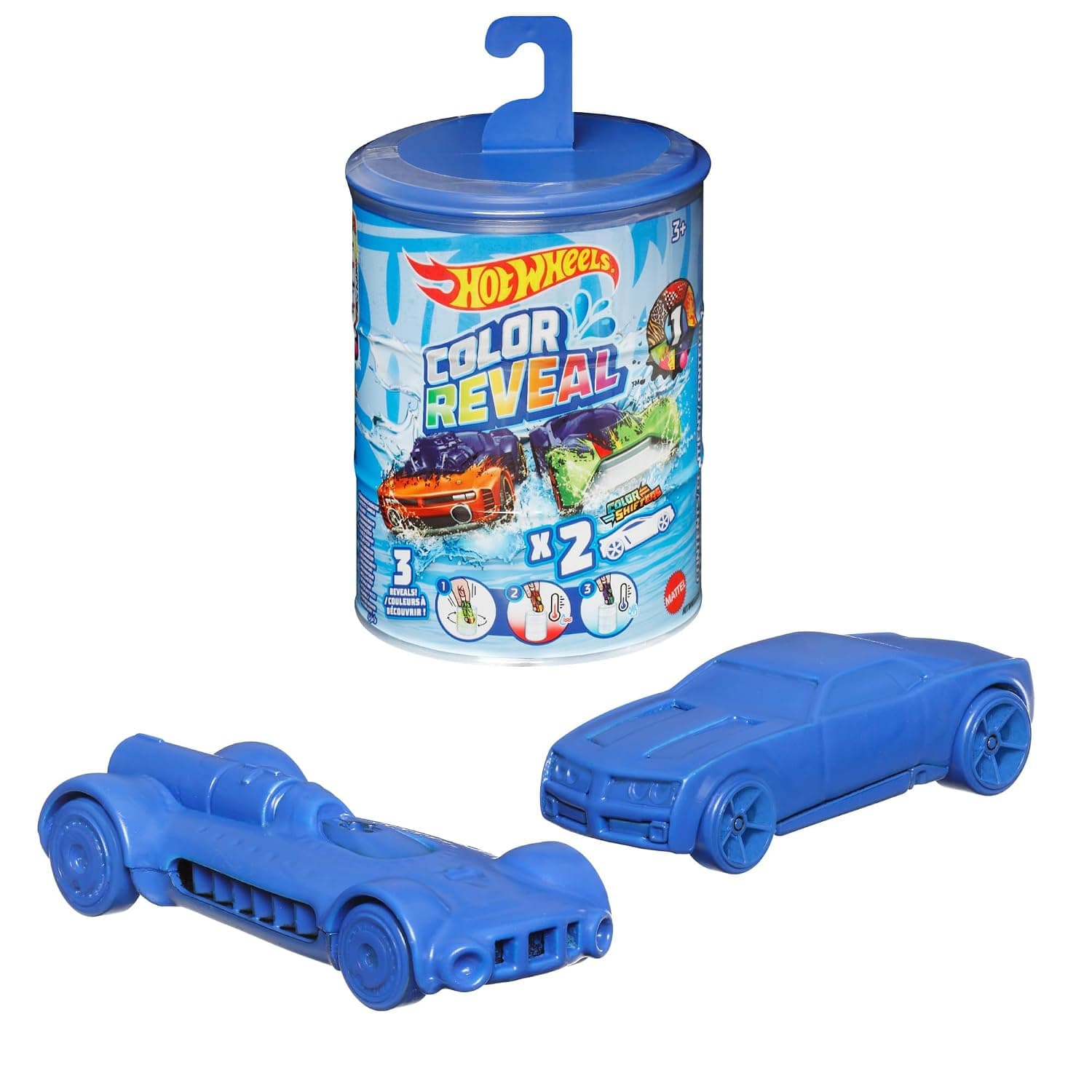 Hot Wheels® Color Reveal™ 2 Pack of Vehicles with Surprise Reveal & Color-Change Feature | Surprise Initial Reveal, Repeat Color-Change Feature, Very Warm & ICY Cold Water, Styles May Vary