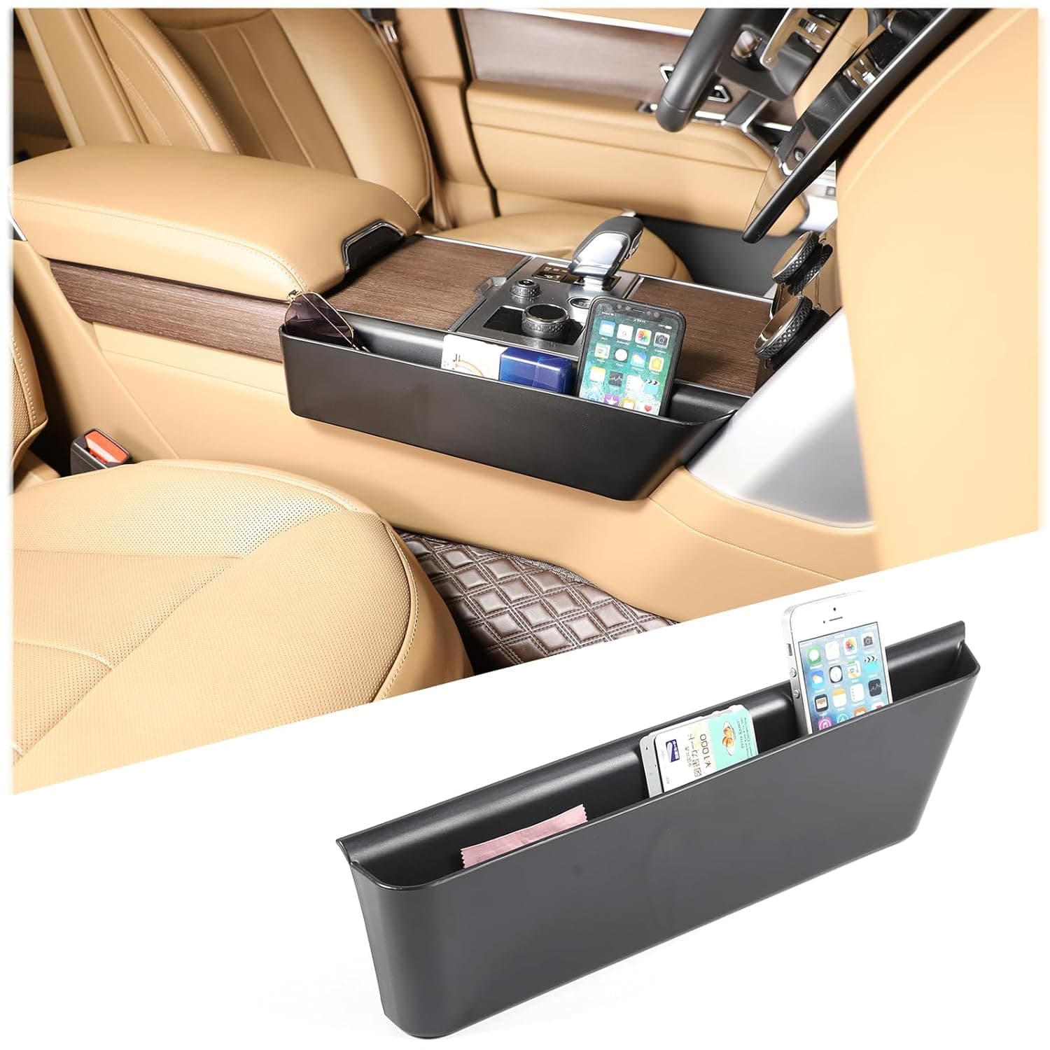 Gear Shift Organizer Tray Compatible with Land Rover Range Rover Vogue Accessories 2023 2024,Center Console Shifter Side Tray Storage Box Interior Accessories (Passenger Side)