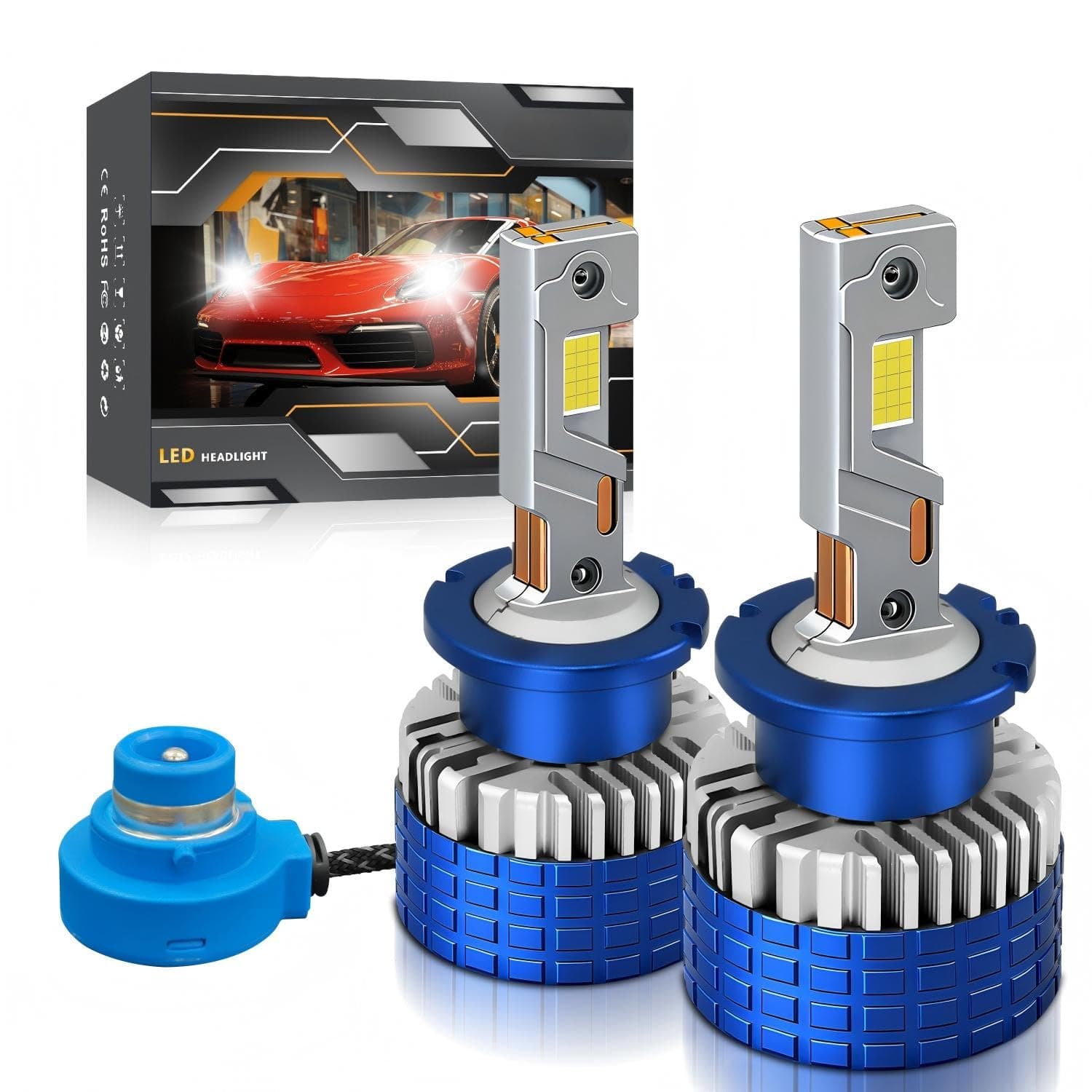 D4S LED Headlight Bulbs, 80000LM 240W 6000K Ultra Bright White Anti-Error CANBUS Ready Off-Road Driving Lights, IP68 Waterproof Replacement for Trucks, SUVs, 4x4 & Agricultural Vehicles