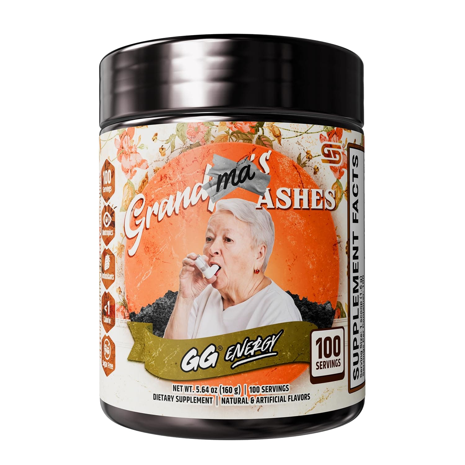 Gamer Supps GG Energy - Grandma's Ashes by Goons (100 Servings) - Keto Gaming Energy & Nootropic Blend, Sugar Free + Organic Caffeine + Vitamins, Powder
