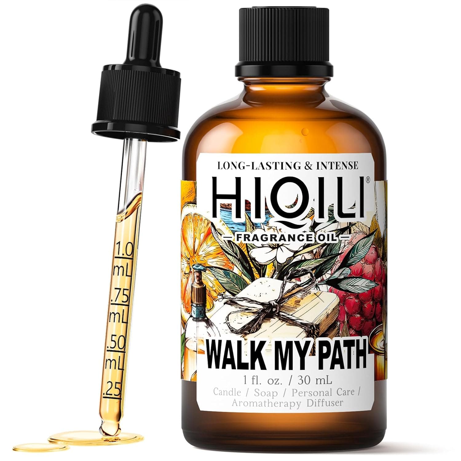 HIQILI Walk My Path Fragrance Oil for Diffuser, Candle & Soap Making | Boasts Rich Long-Lasting Scent, Ideal for Perfume, Lotion & Pet Care DIY Creations —30ml / 1 fl oz