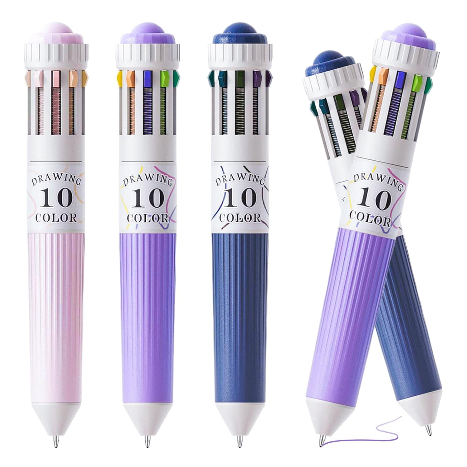 3 Pcs Multicolor Pen in one, 10-in-1 Retractable Colored Ballpoint Pens for Office, Back to School Supplies, 30 Colors