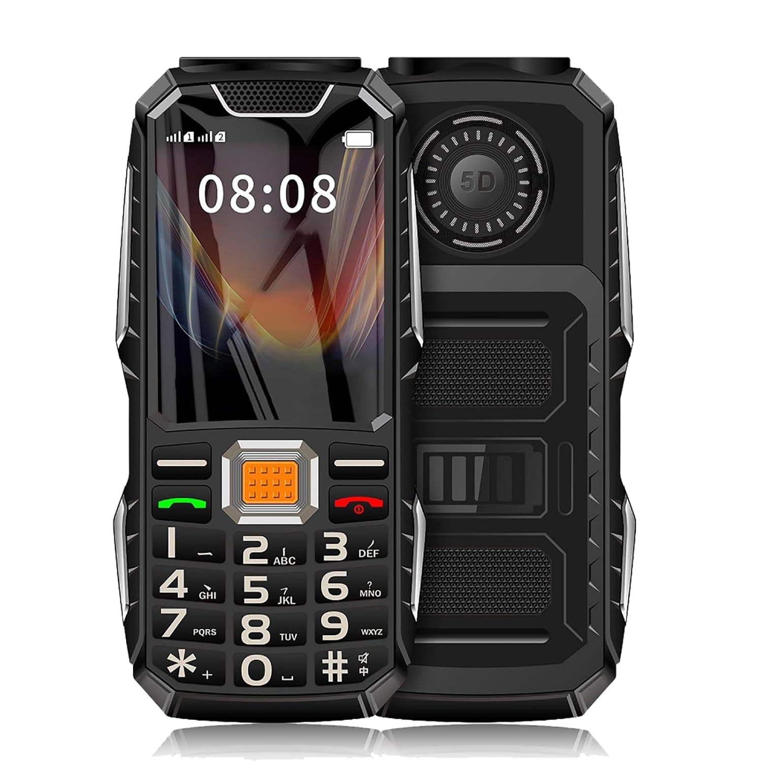 Big Button Elderly Mobile Phone, Unlocked Cell Phone for Seniors/Kids, 1.77 Inch HD Screen, 9800Mah Battery(Long Battery Life) Flashlight+9 Family Numbers Can Be Set,Black
