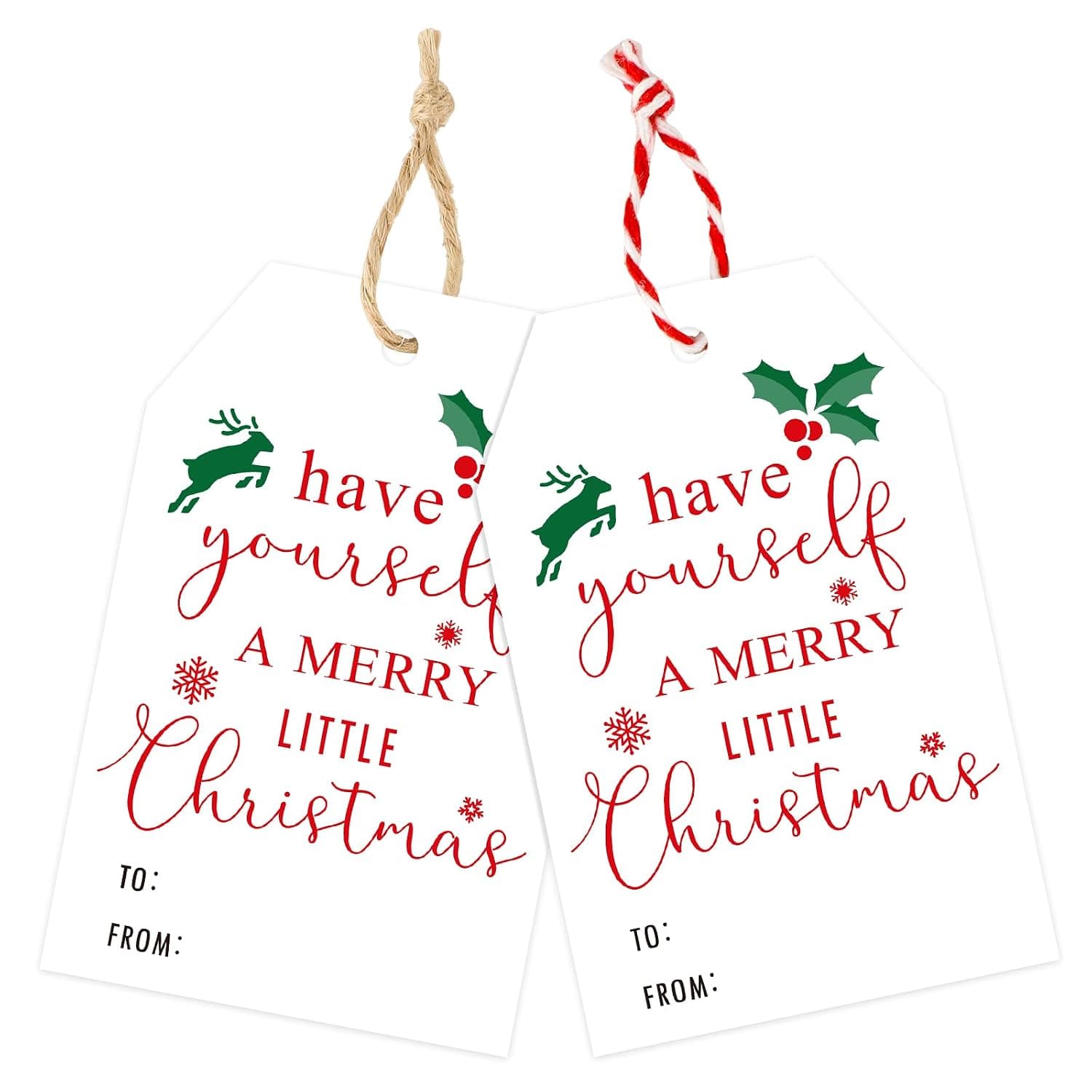 100Pcs Red Christmas Gift Tags with String, Have Yourself a Merry Little Christmas Tags, Personalized Gift Tags for Gift Wrapping, Christmas Party and Celebrations Decorations(3.3"x2.1")
