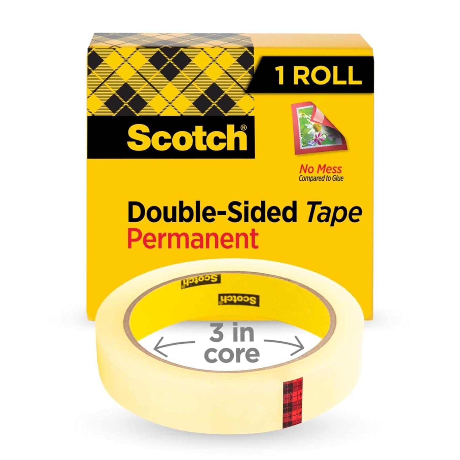 Scotch Double Sided Tape in Box 3/4 x 1299 in (19mm x 33m) | Clear Tape | Strong adhesive | Permanent | Scrapbooking | Crafts | Photos| Bond | Double Sided Tape | Scotch Tape | 1 roll/box