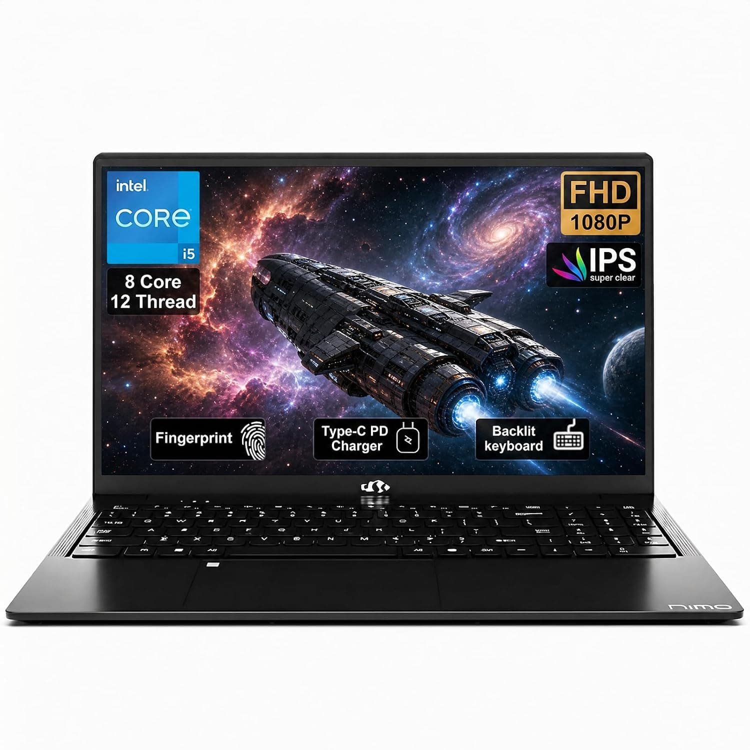 NIMO Gaming Laptop 15.6", Ryzen 7 7735HS (Boost 4.75GHz), 16GB DDR5 RAM, 512GB PCIe 4.0 SSD, 11 Home, 1080P FHD Display, Backlit Keyboard, 100W PD Fast Charge, 2x Full-Function USB-C
