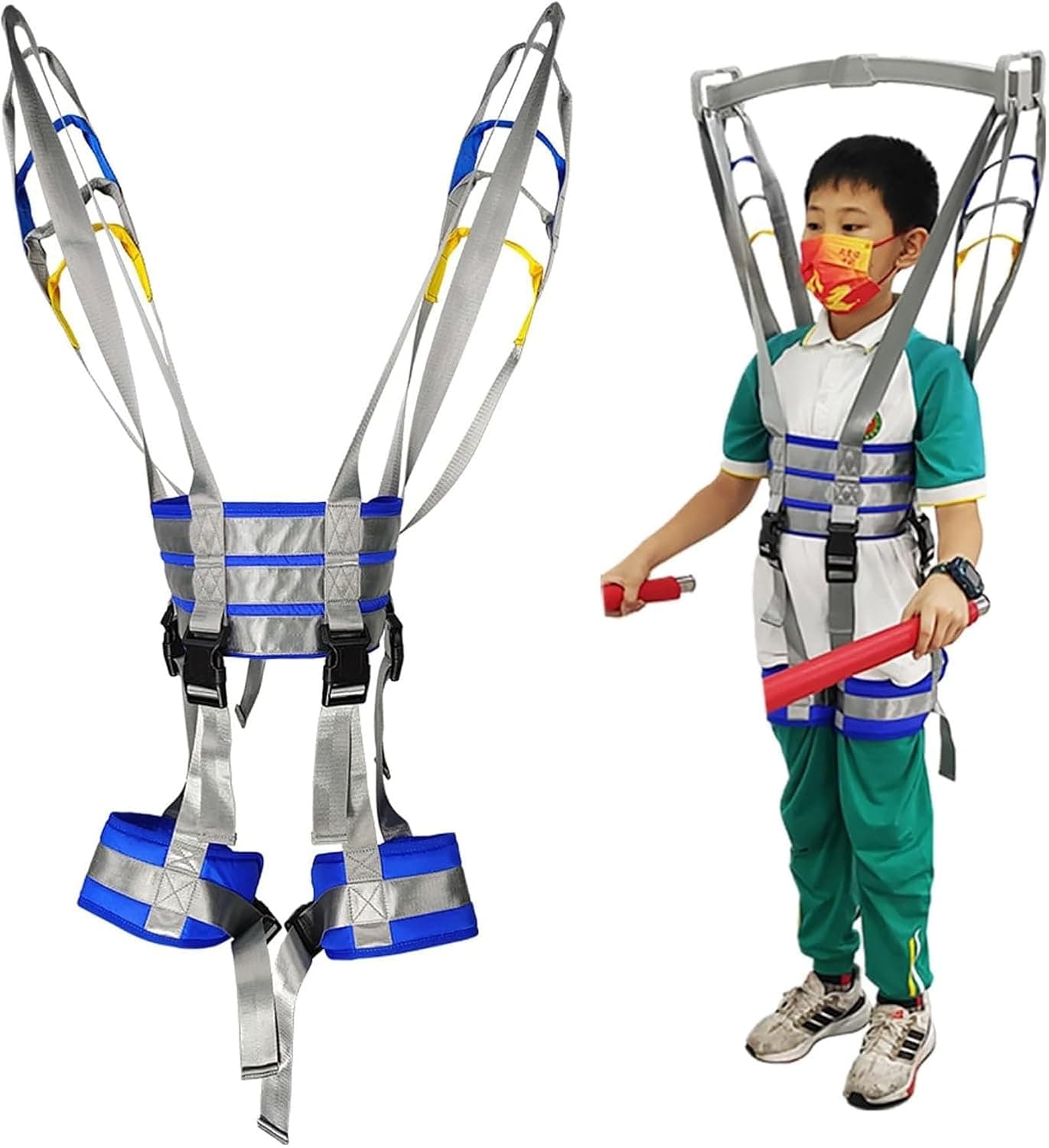 Patient Lift Sling, Full Body Children's Rehabilitation Medical Walking Standing Aids for Leg Thigh Arm Lumbar Relief Trainer Medical Gait Belt Divided Leg Sling for 6-15 Yrs Old Child