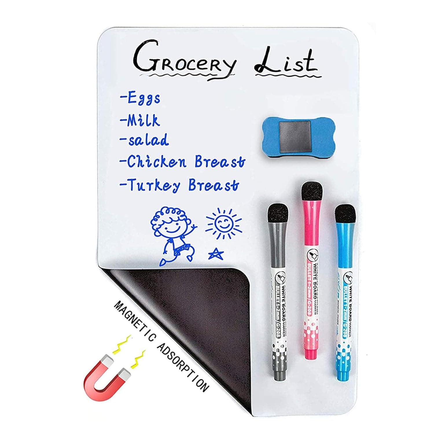 LinJie Dry Erase Whiteboard,Versatile Magnetic Whiteboard Set - 12"x8" Stain-Resistant, Erasable Surface - Ideal for Fridge, Classroom & Office Organization, 5-Pack