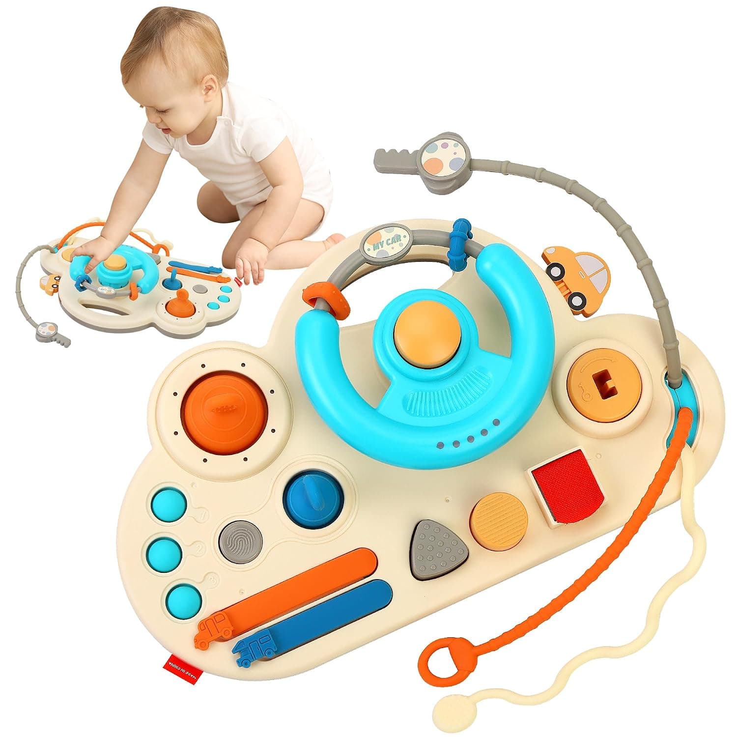 Baby Montessori Toy, Toddlers Steering wheel toys for Educational Gift, Sensory Toys for Toddlers (Rosa)