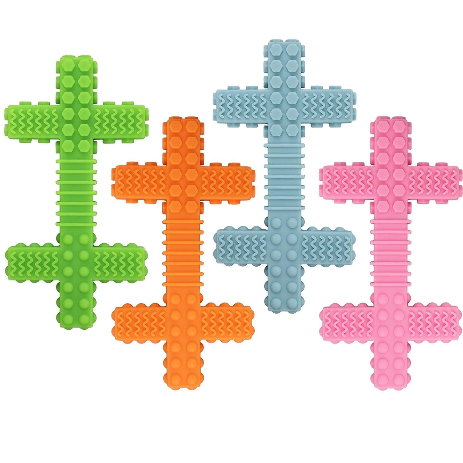 ORUZA Sensory Chew Toys, 4 Pack Silicone Chewy Toys | for Autistic Children, Sensory Chew Stick for ADHD, SPD, Biting, Teething Needs, Chewy Toy for Relief Stress, Anxiety