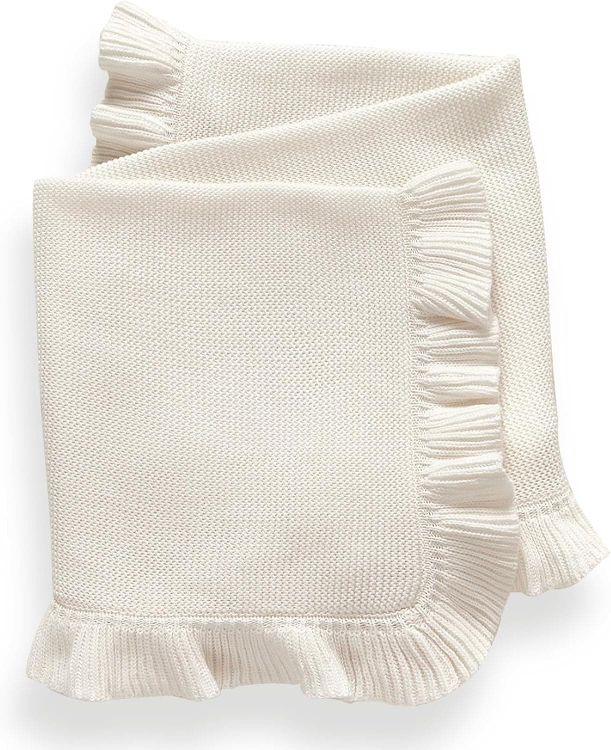 Knit Baby Blanket – 27.5"x35.4" Baby Blanket for Newborn Girl and Boy – Receiving Swaddle Blanket– Soft Knitted Baby Blanket – Baby Gifts for Baby Shower (White)