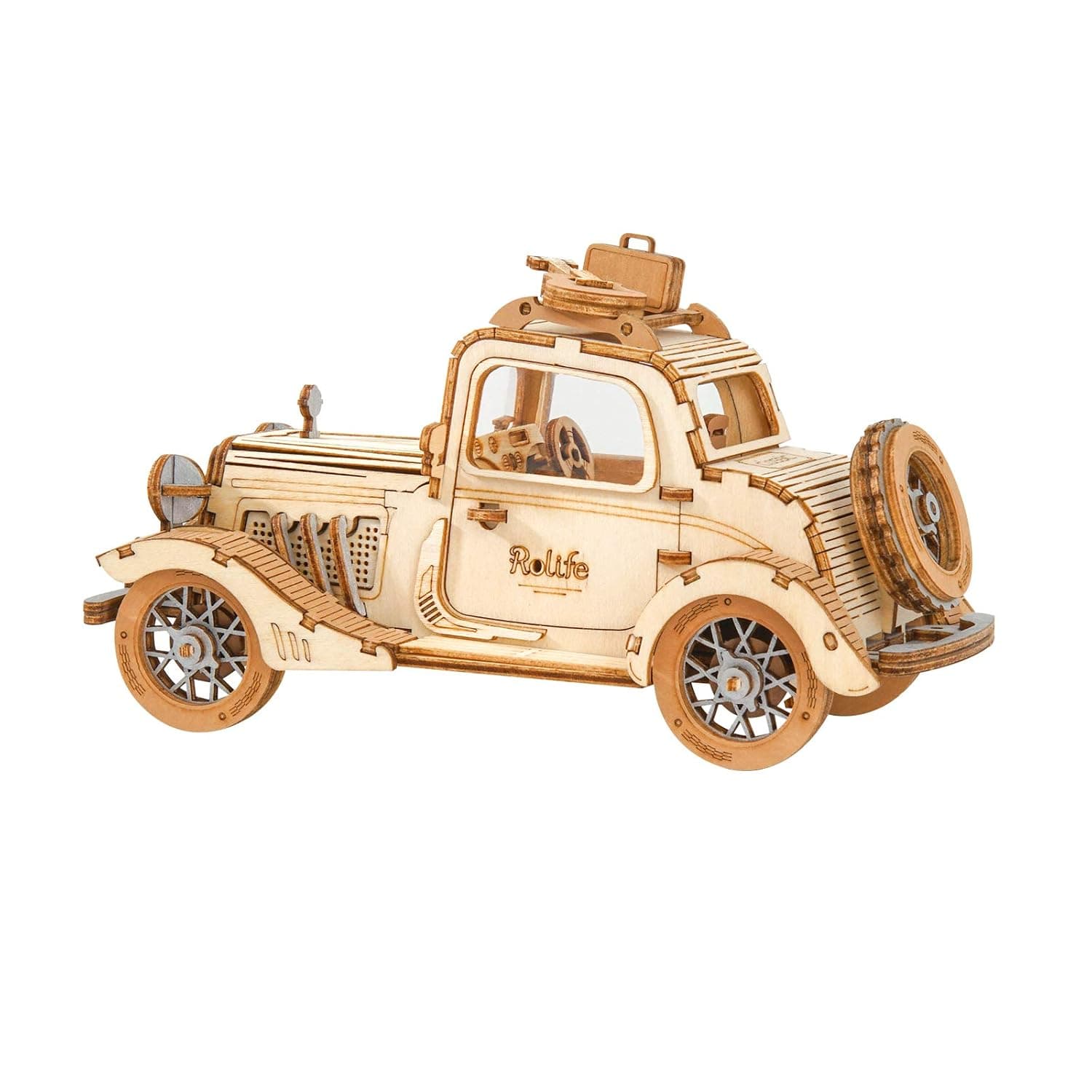 Rolife 3D Wooden Puzzle Model Building Car Wooden Construction Kit for Adults Teenagers Vintage Car 164 Pieces Vintage Car