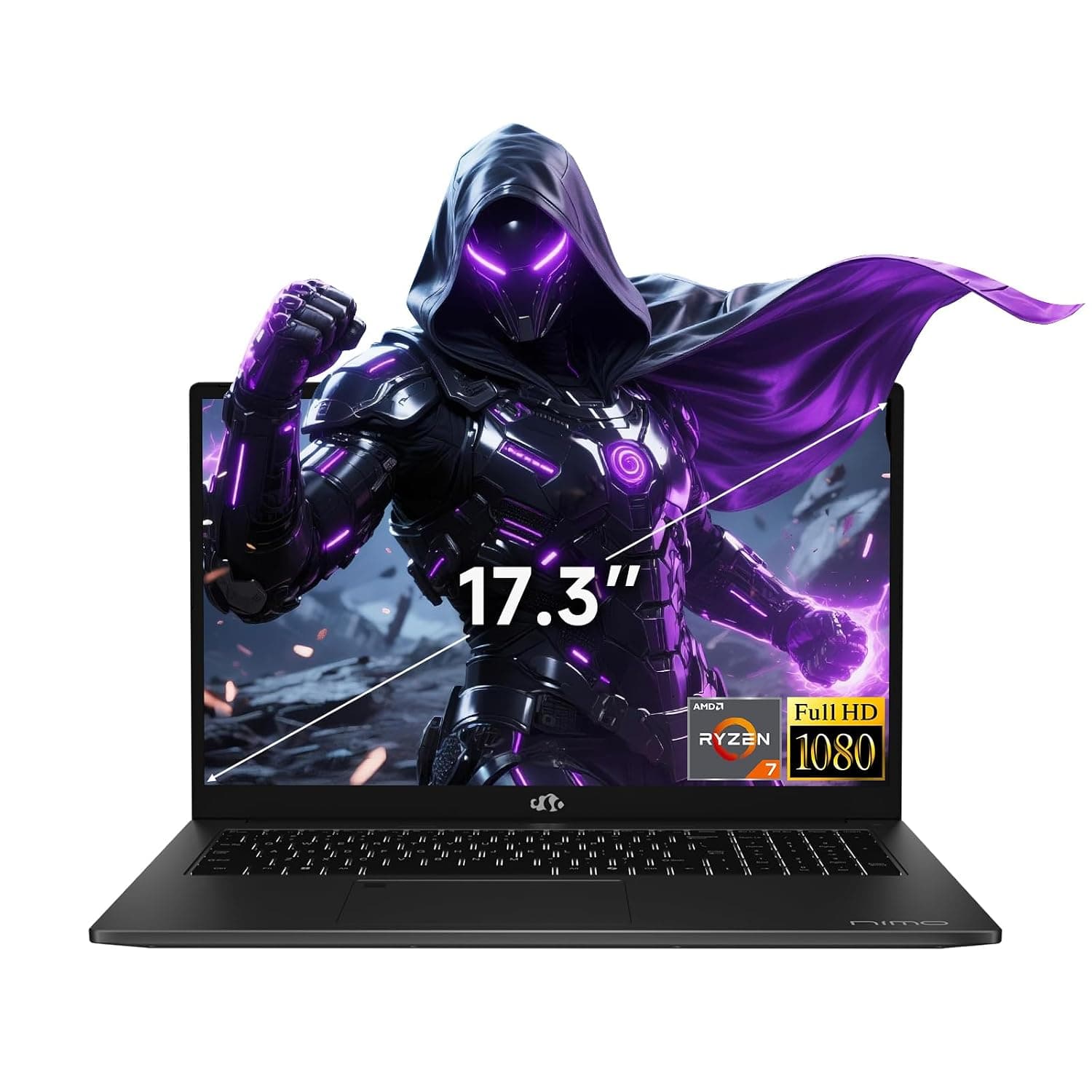 NIMO 15.6" IPS FHD-Gaming-Laptop, 8 Cores Ryzen 7 7735HS 64GB DDR5 RAM 2TB SSD (Beats i7-12650H) Computer with Radeon 680M 100W Type-C Backlit Keyboard Fingerprint, for Gaming Business