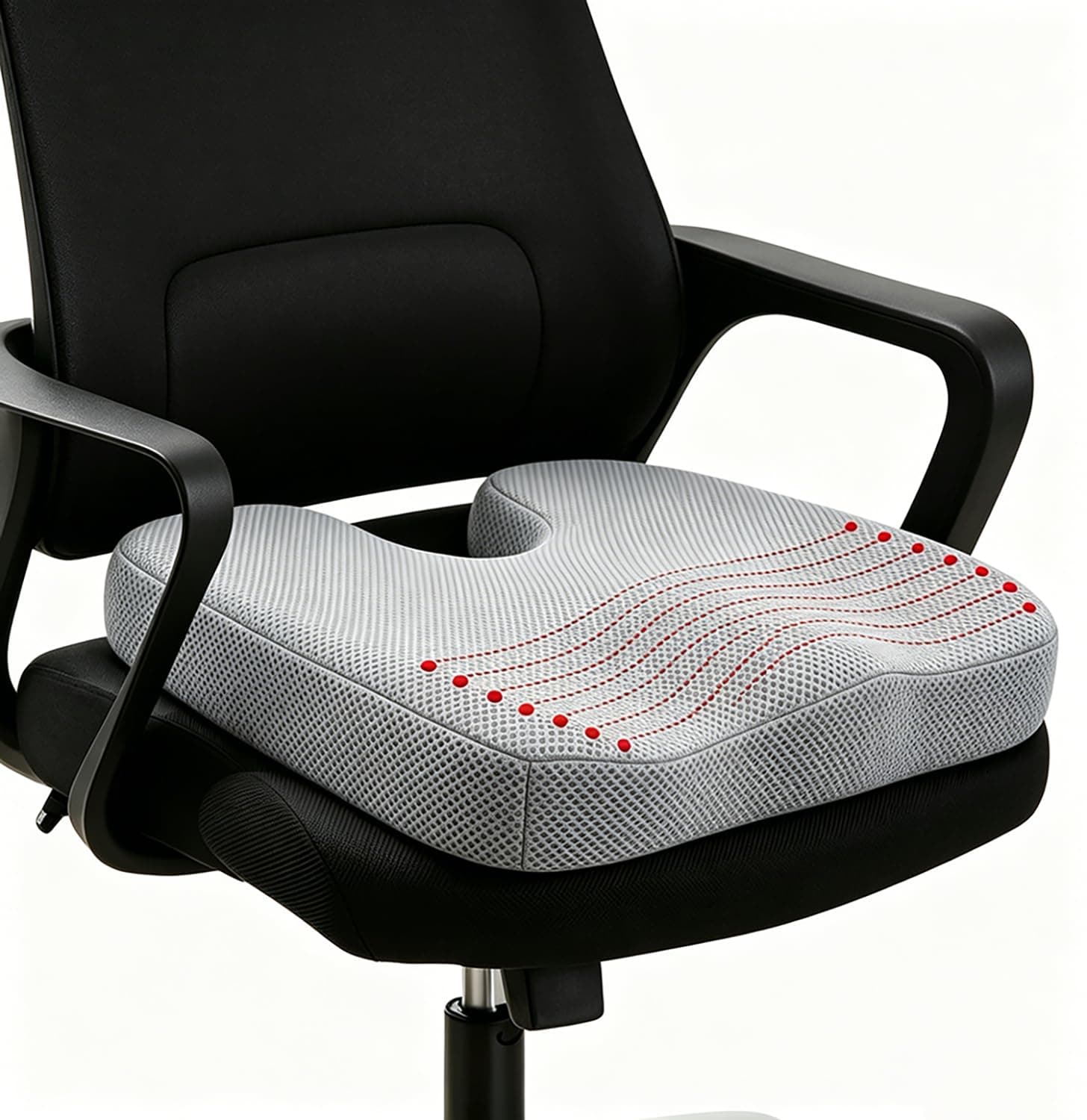 Ergonomic Lumbar Support Cushion, Memory Foam Back Support for Car Seat Office Chair Gaming Chair, Backrest (Grey Seat Cushion)
