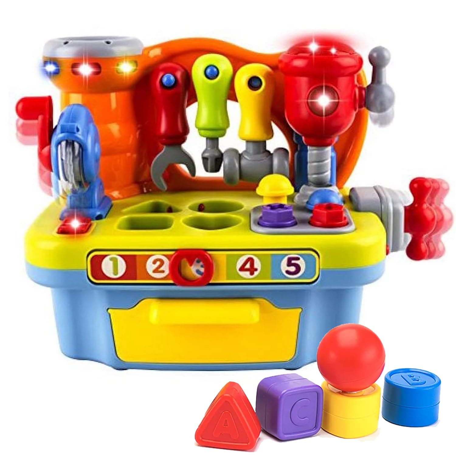 Yiosion Musical Workbench Toy for One Year Old Toddler Boys, Baby Pretend Play Tool Set, Infant Shape Sorter Activities, Kids Pounding Game, 1st Birthday Gifts for 12 18 24 Months Girls Age 1 2 3