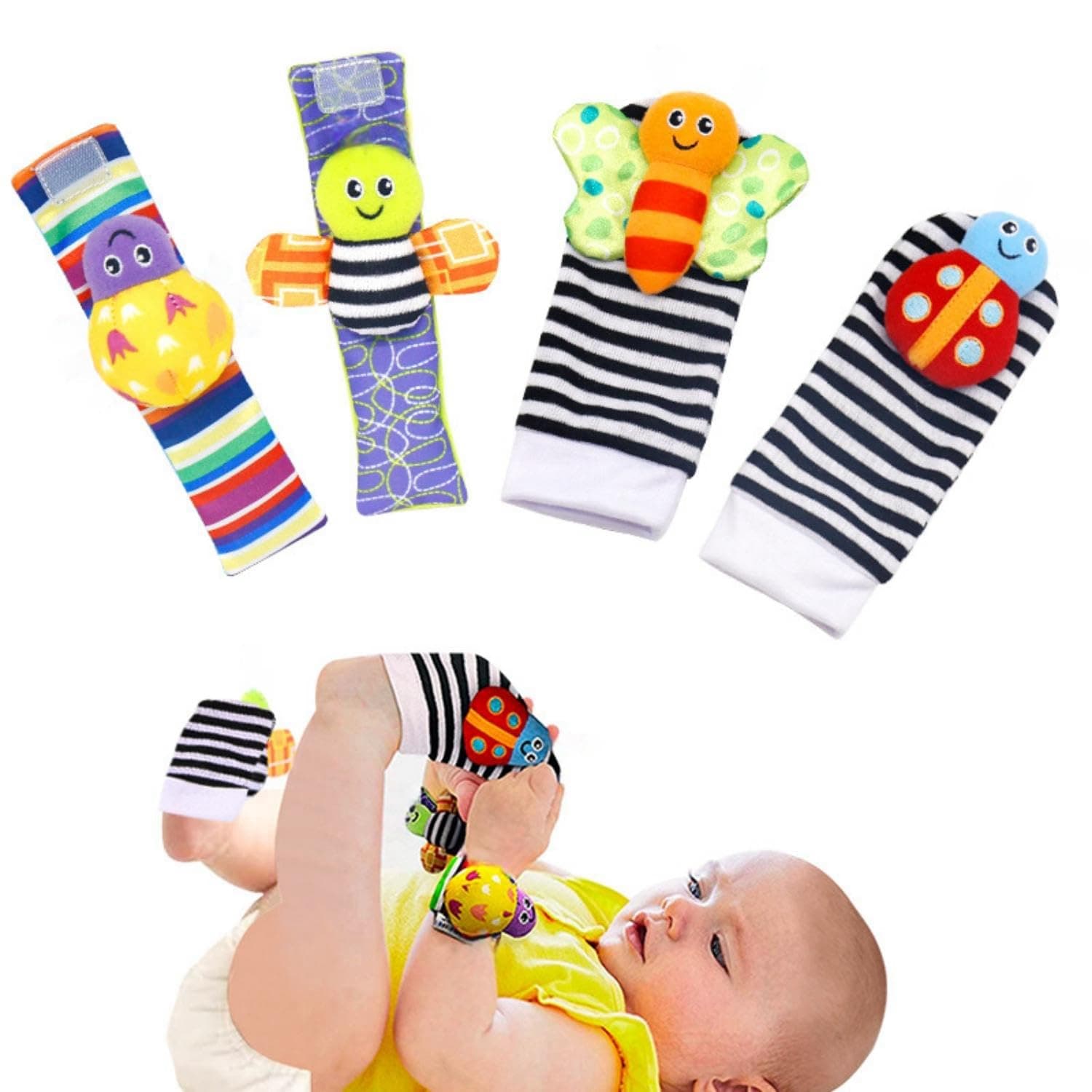 SKY-TOUCH Baby Toys 4 pcs Newborn Development and Foot finder for Boys Girls 0-12 Months