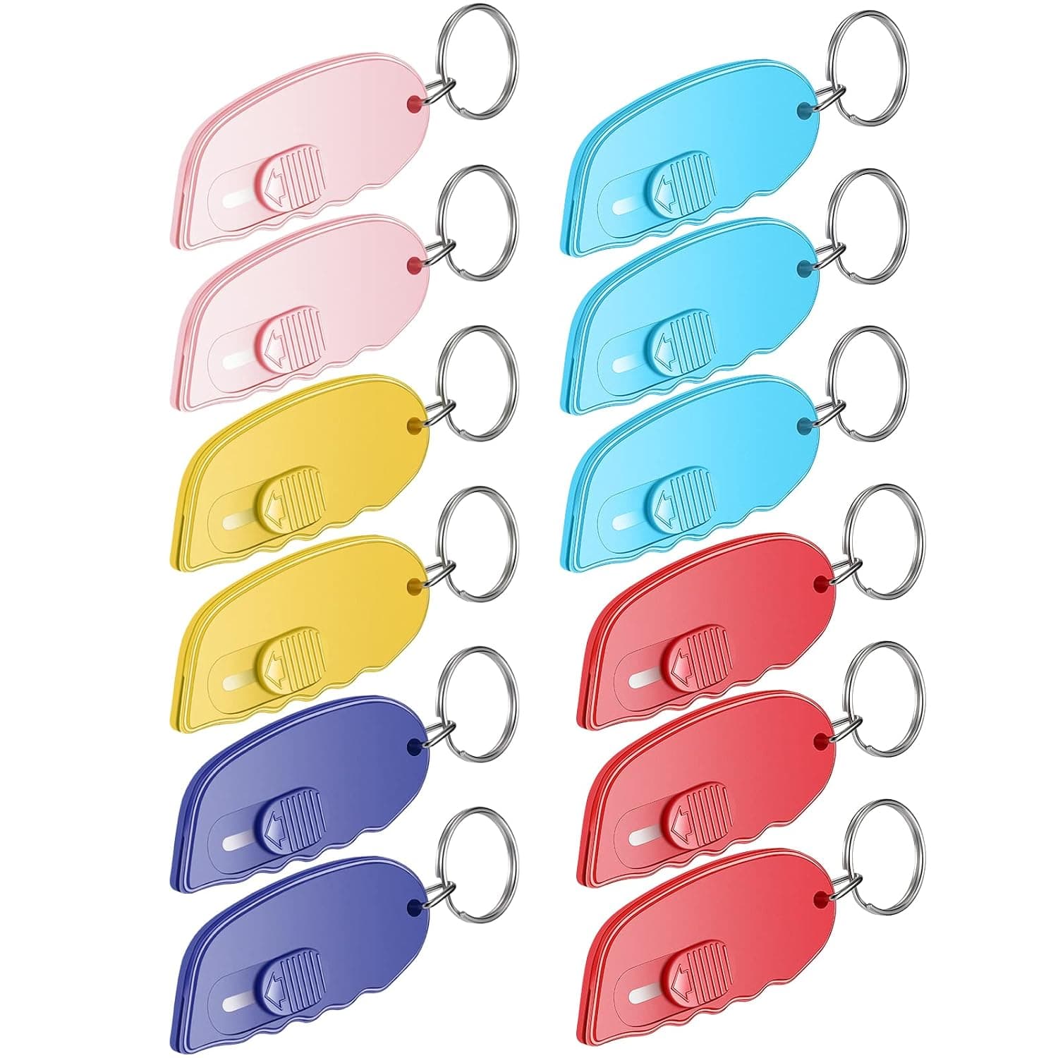 Mini Keychain Box Opener, 12 Pack Portable Retractable Letter Opener, Small Package Opening Tool, Compact for Home Office Travel