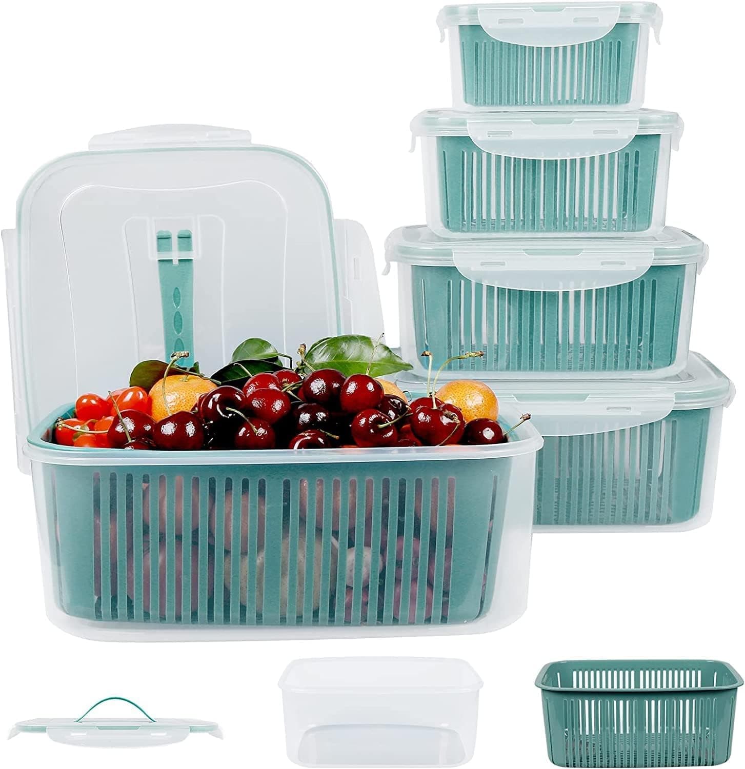 حاويات تخزين طعام من تراسل، مصنوعة من البلاستيك، مجموعة من 5 قطع، بأحجام متعددة من 710 إلى 5798 مل