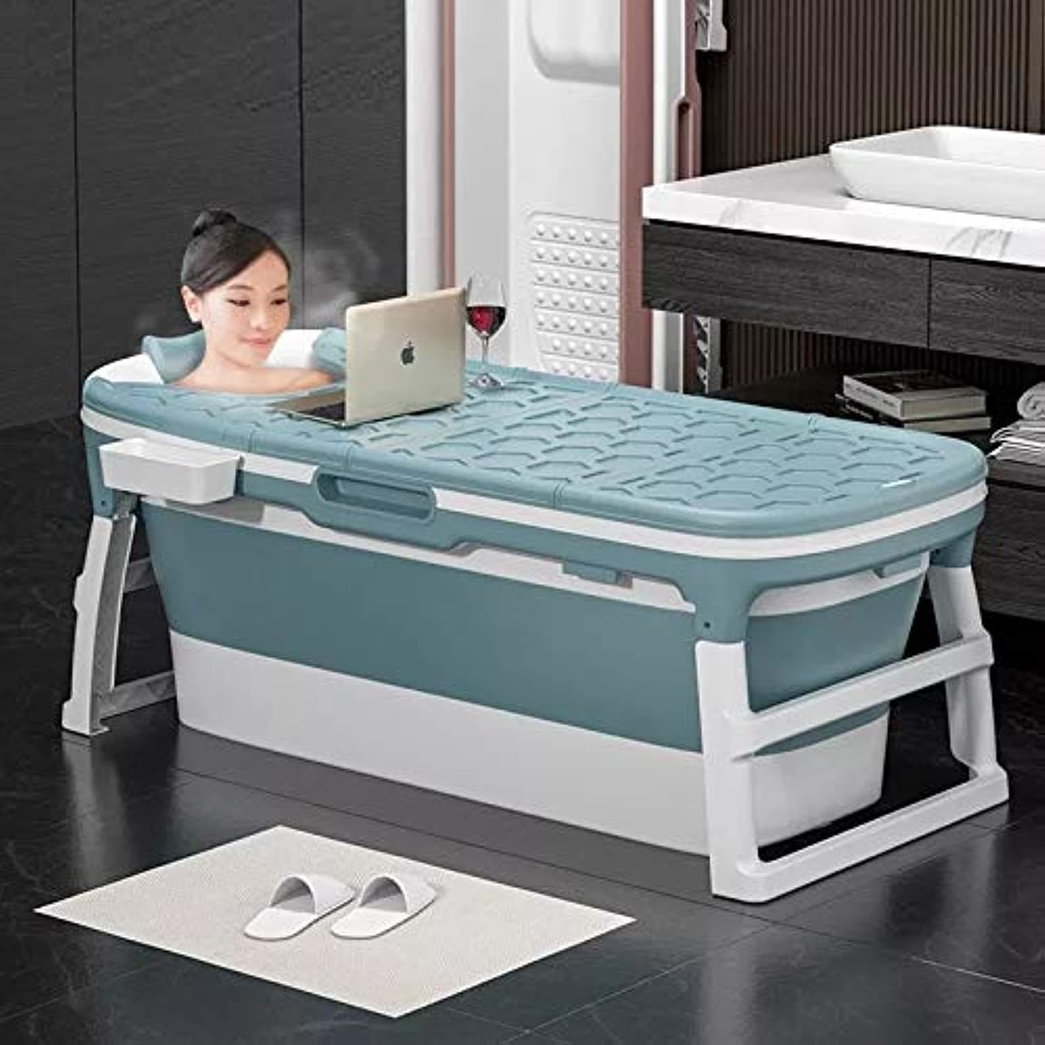 Swim Life Large Foldable Bath Tub with Cover for adult | Kids |Blue