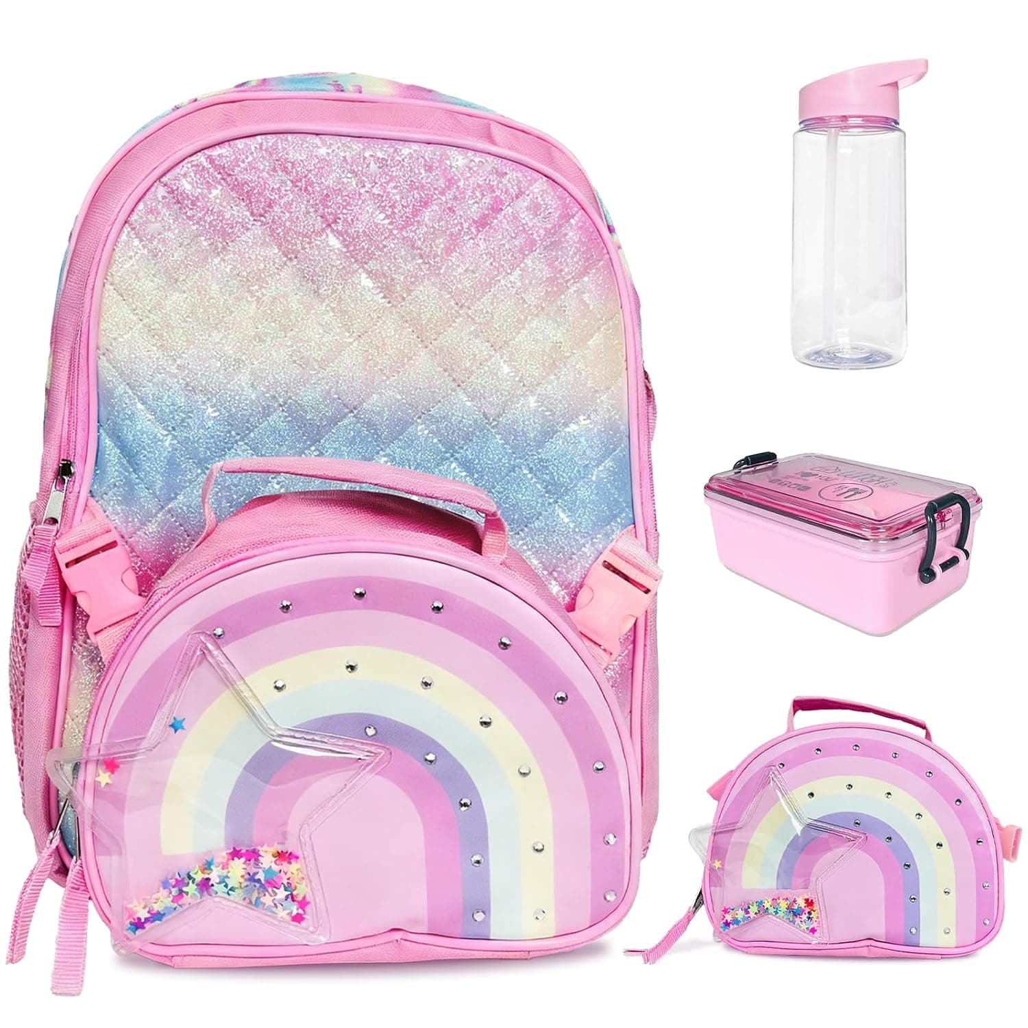 SOOO GOOD Kids Backpack with Detachable Insulated Lunch Bag, Large Capacity Waterproof Durable School Bag with Lunch Box and Water Bottle, Backpack for School Travel Hiking