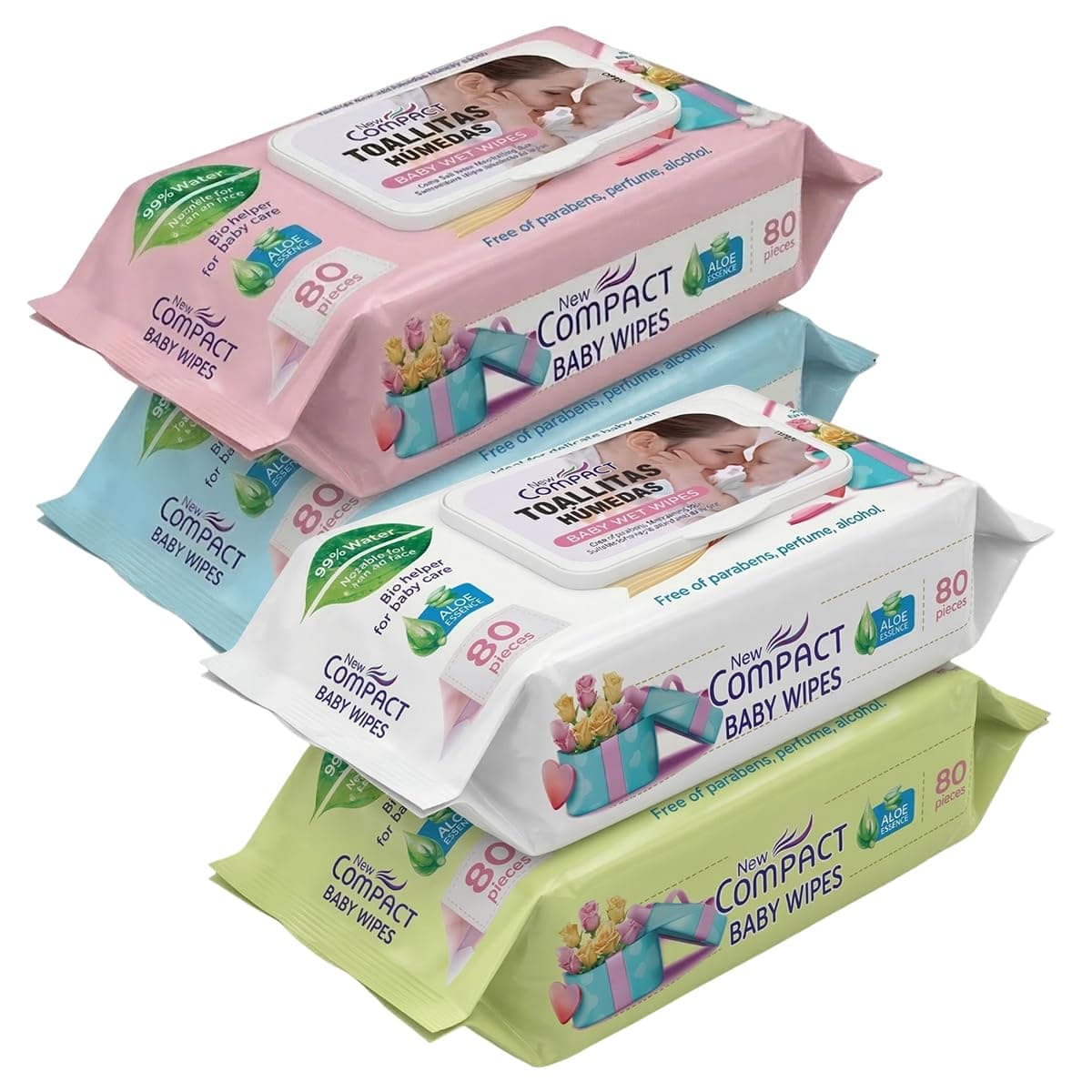 ECVV Baby Wet Wipes 320 Count (4 Packs of 80) for Sensitive Skin, 14x18cm Soft Wipe, Hypoallergenic Cleansing Wipe, Gentle Diaper Wipes for Hands, Face & Feet