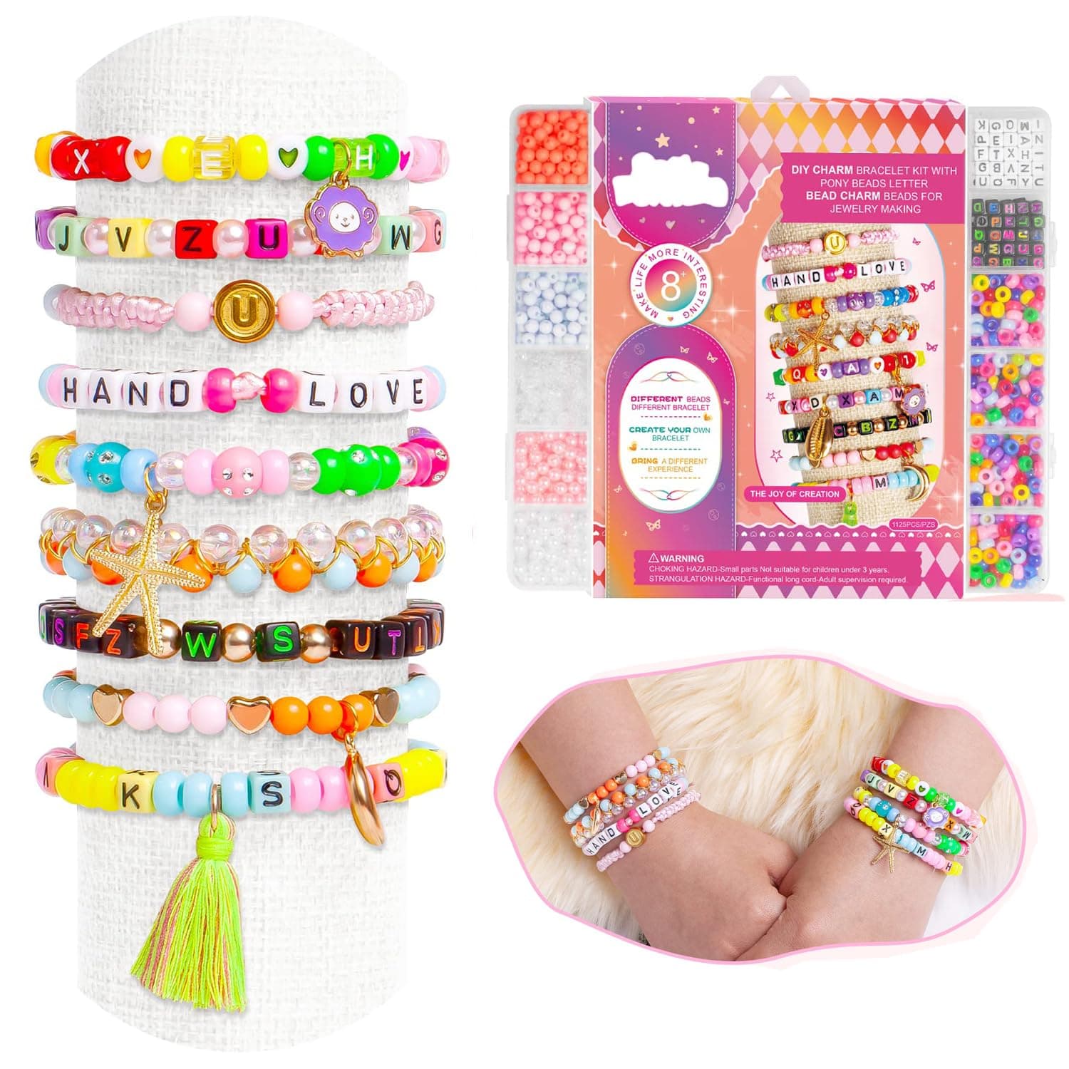 Beads Bracelet Making Kit, Clay Beads Jewelry Making Kit, Friendship Bracelet Kit, Kids Adults Charm Bracelet DIY Arts and Crafts Supplies for Bracelet Making Gifts for Teen Girls