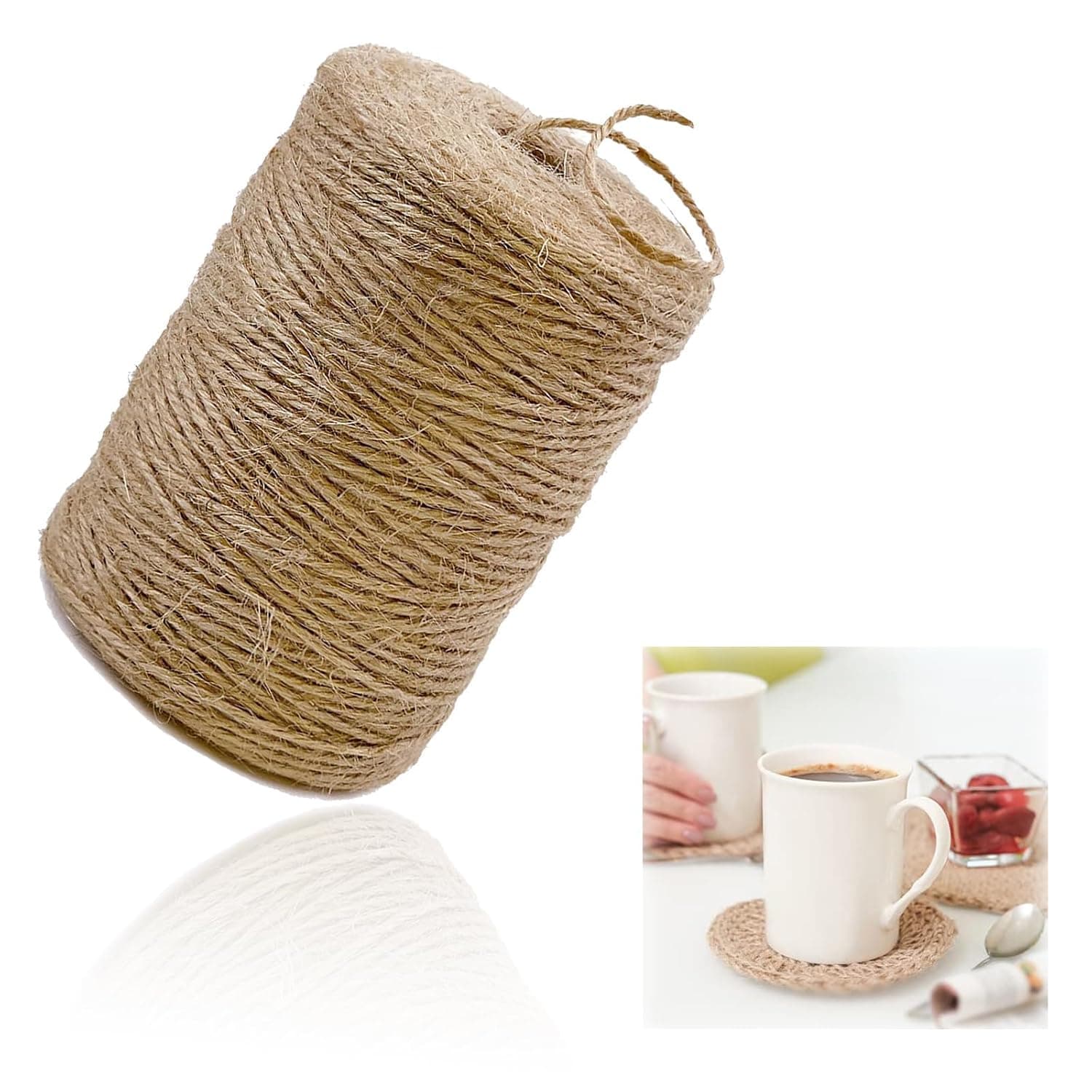 328ft Natural Jute Twine String for Crafts, Gift Wrapping, Gardening, Crochet, Knitting, Macrame, and Decor - Brown 2mm