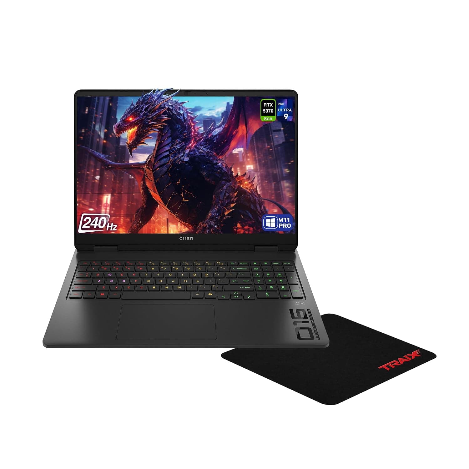 HP OMEN 16 Slim Gaming Laptop, Intel Ultra 9-285H, 64 GB DDR5 RAM, 4 TB PCIe SSD, 16" WQXGA (2560x1600) 240Hz, Nvidia G-Force RTX 5070, RGB Backlit Keyboard, W11 Pro, Shadow Black + Traix Mousepad
