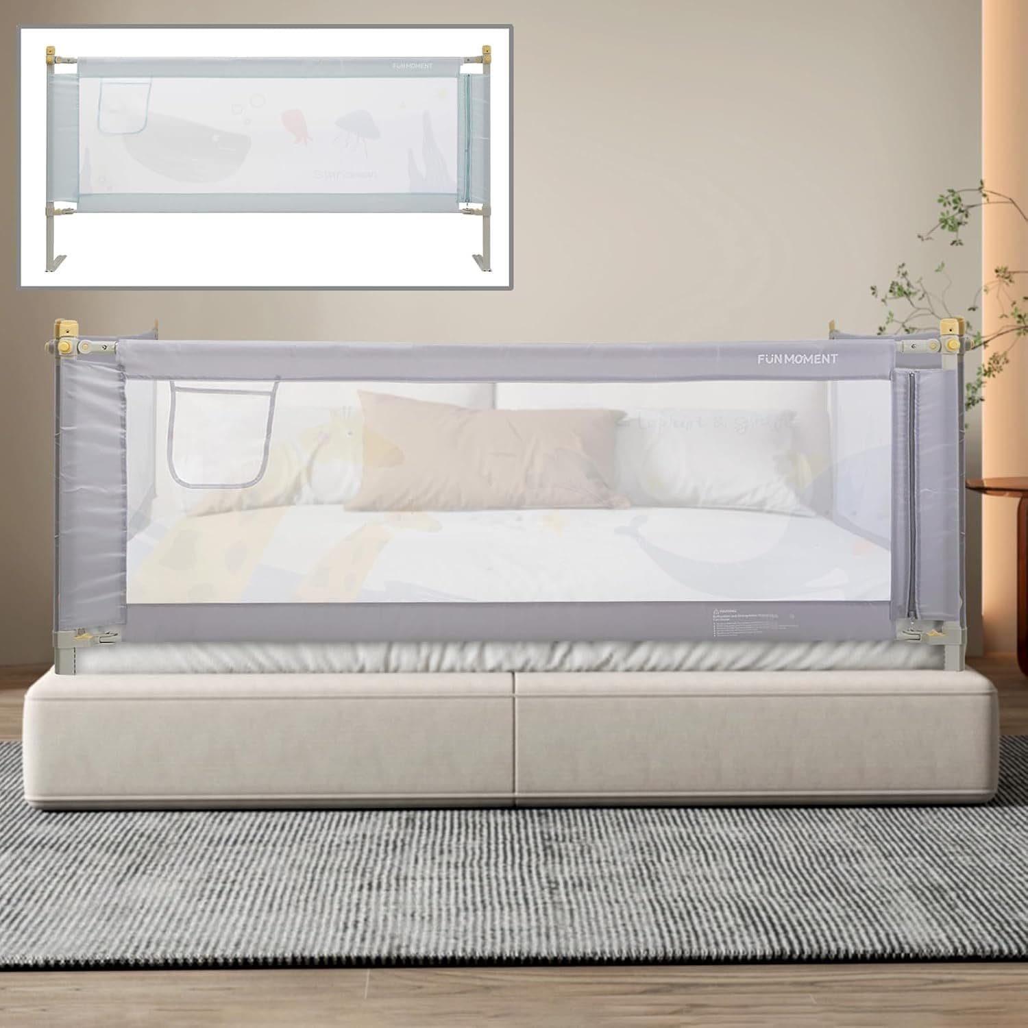 Toddler Bed Rails 1.8m Toddler Bed Guardrail Adjustable Height Toddler Bed Guardrail (Green)