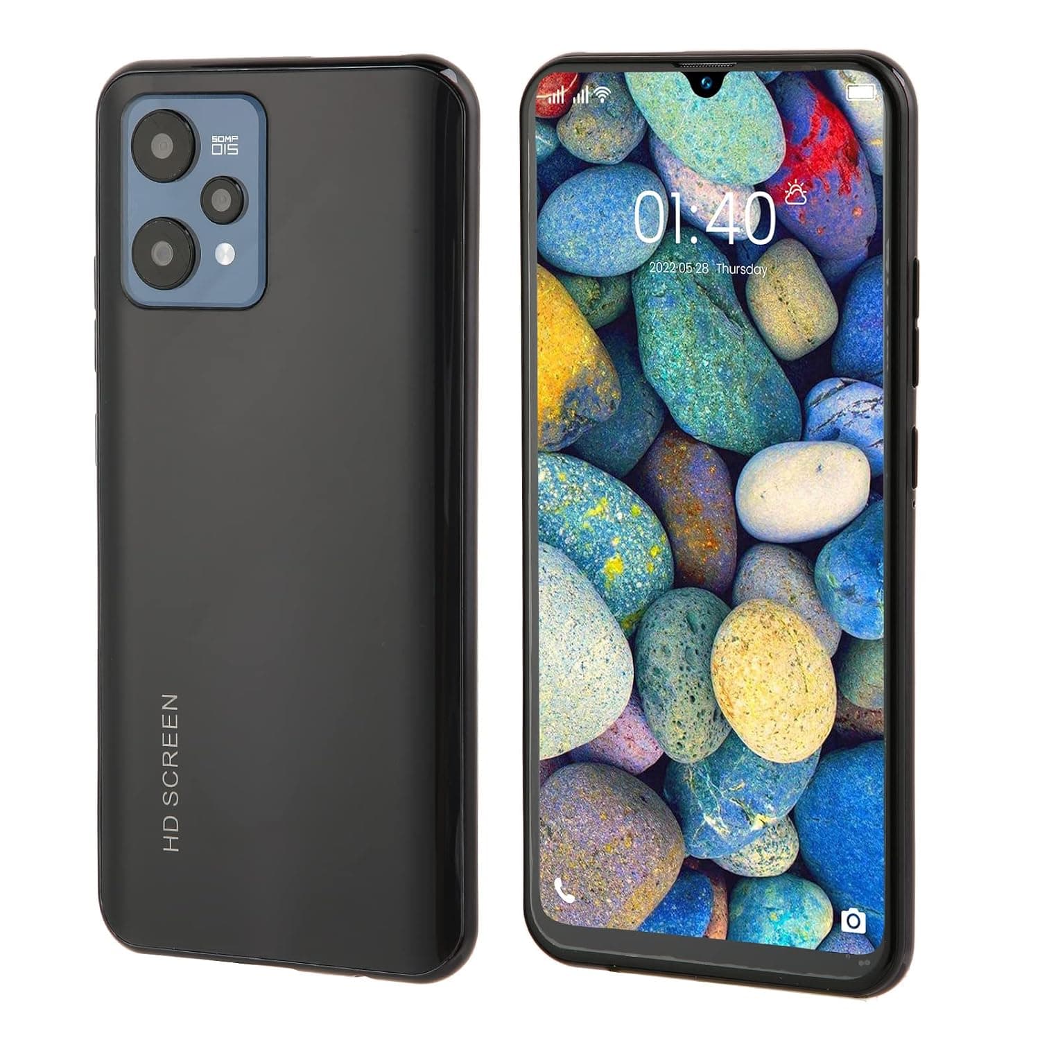 5G 6.4in Smart Phone, SIM Free Unlocked Mobile Phone, 4GB 64GB, HD 5MP 13MP Cameras, 6000mAh Long Lasting Battery, Dual SIM Smartphones, Phone for Daily, Black(UK)